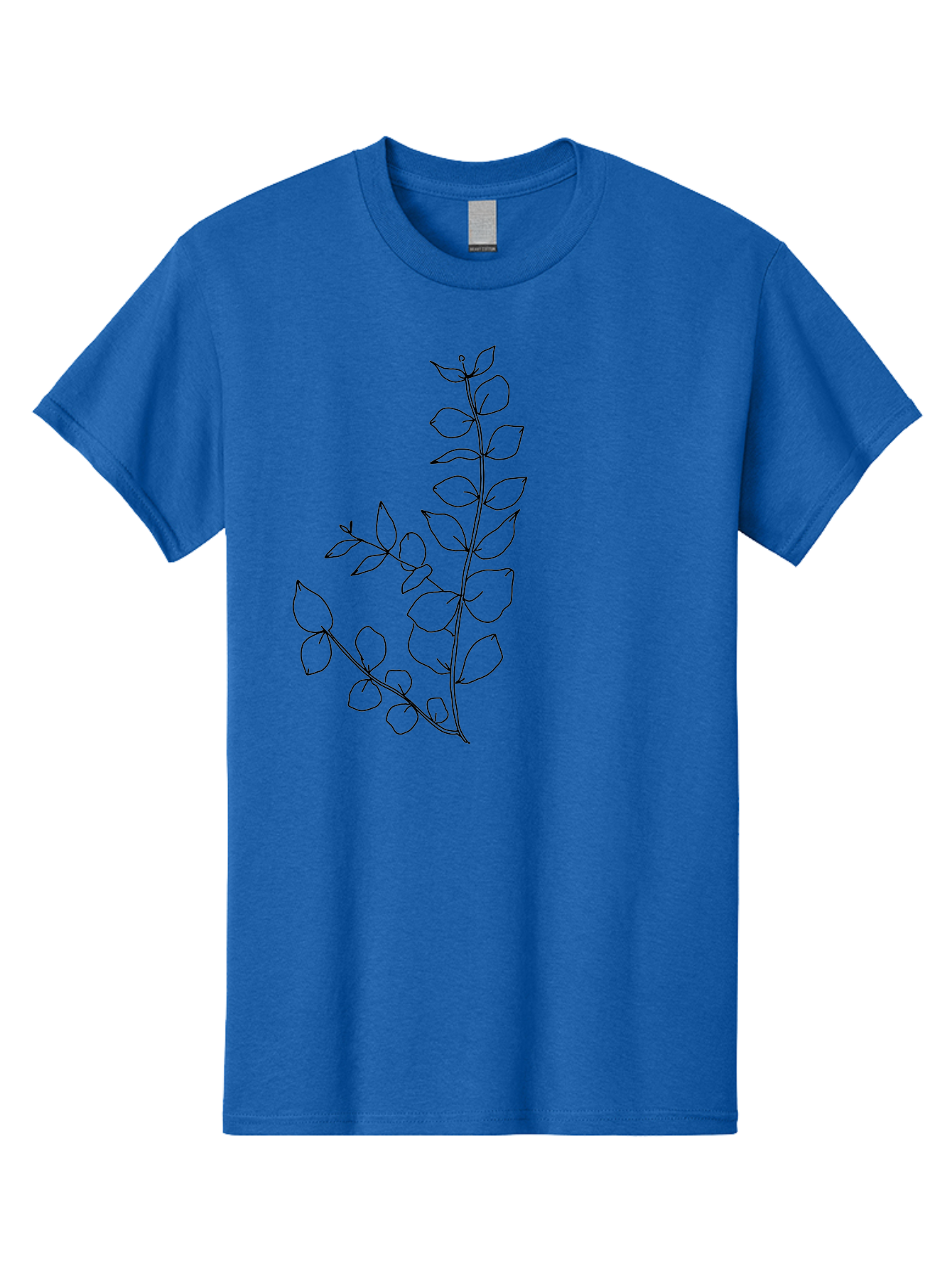 Leaves Men'S Graphic Tee, 100% Cotton, Comfortable Casual Summer Wear, Machine Washable, Hand-Drawn Illustration, Leafy Stem, Simple Line Art, Minimalist Design, Botanical Elements, Delicate Pattern, Natural Motifs - Aaa458 3