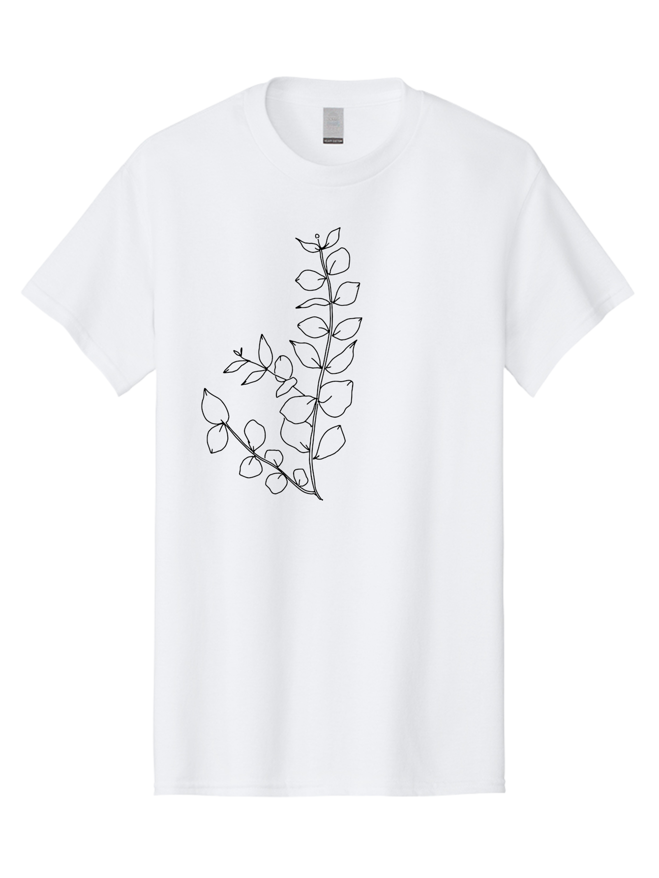 Leaves Men'S Graphic Tee, 100% Cotton, Comfortable Casual Summer Wear, Machine Washable, Hand-Drawn Illustration, Leafy Stem, Simple Line Art, Minimalist Design, Botanical Elements, Delicate Pattern, Natural Motifs - Aaa458 23