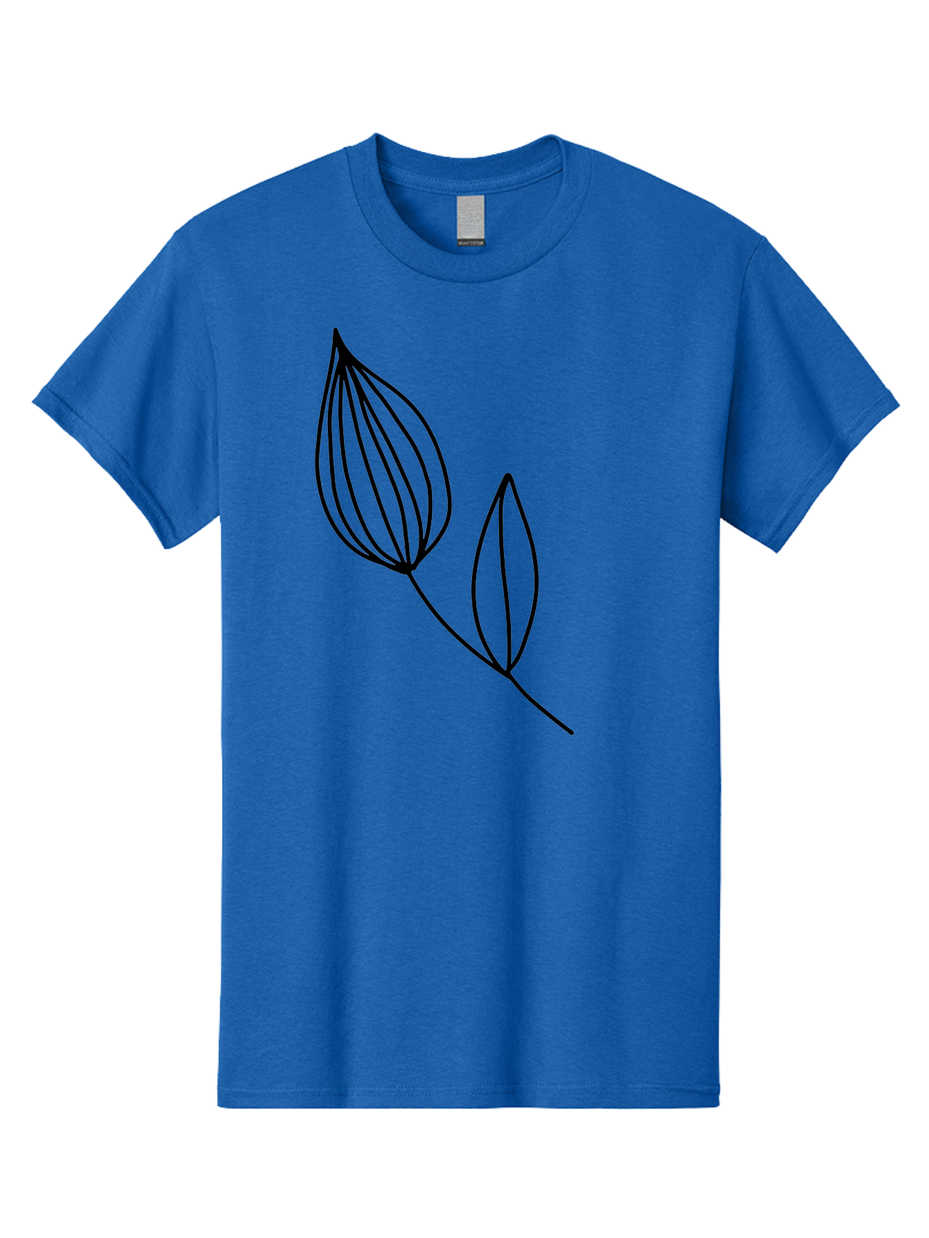 Line-Drawing-Leaves Men'S Graphic Tee, 100% Cotton, Comfortable Casual Summer Wear, Machine Washable, Minimalist Design, Leafy Stem, Simple Lines, Botanical Illustration, Modern Art, Contemporary Style, Black And Green - Aaa459 25