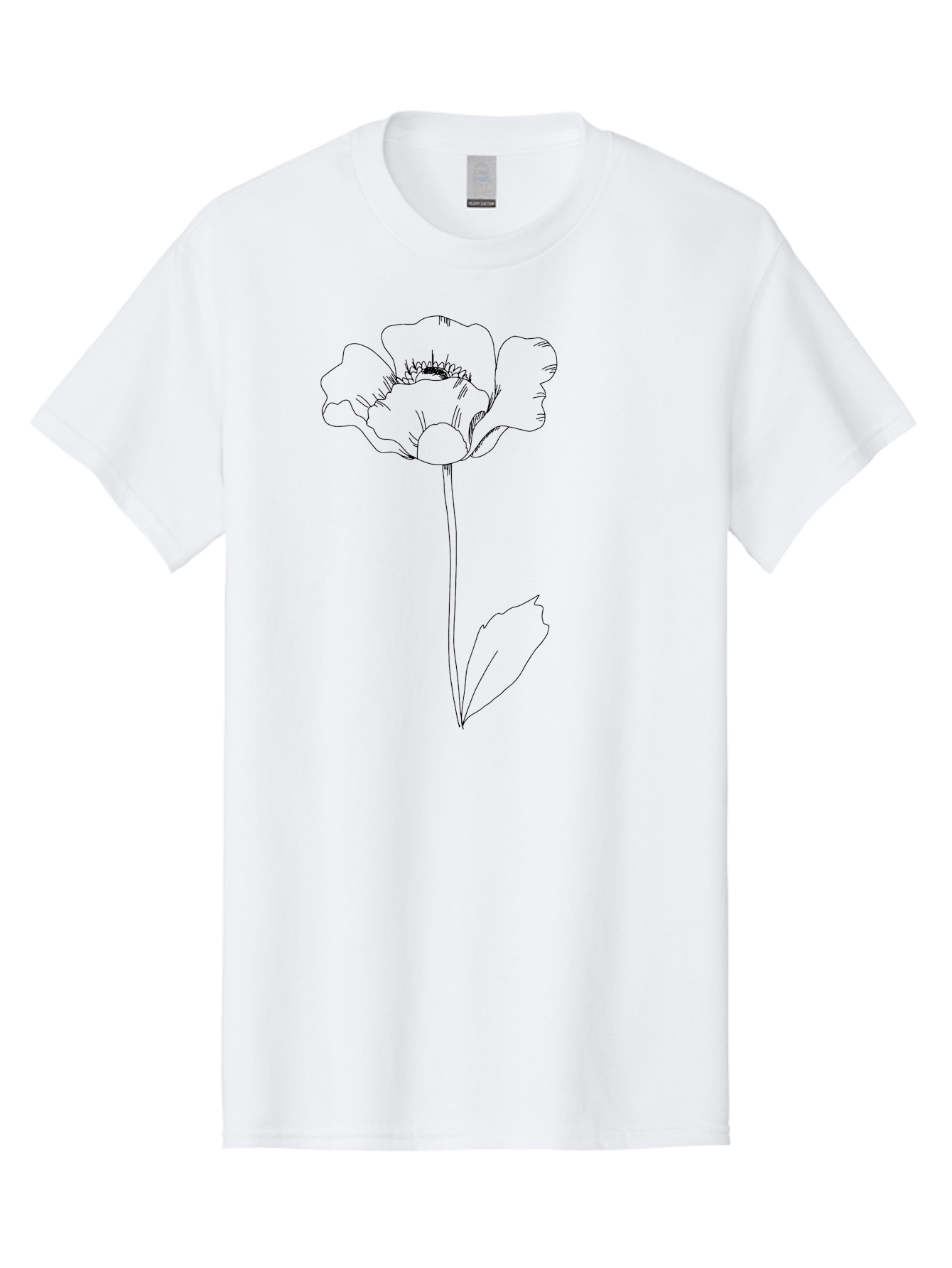 Poppy Men'S Graphic Tee, 100% Cotton, Comfortable Casual Summer Wear, Machine Washable, Simple Line Art, Poppy Flower, Minimalist Design, Delicate Outline, Single Stem, Leaves, Natural Simplicity, Modern Illustration - Aaa476 29