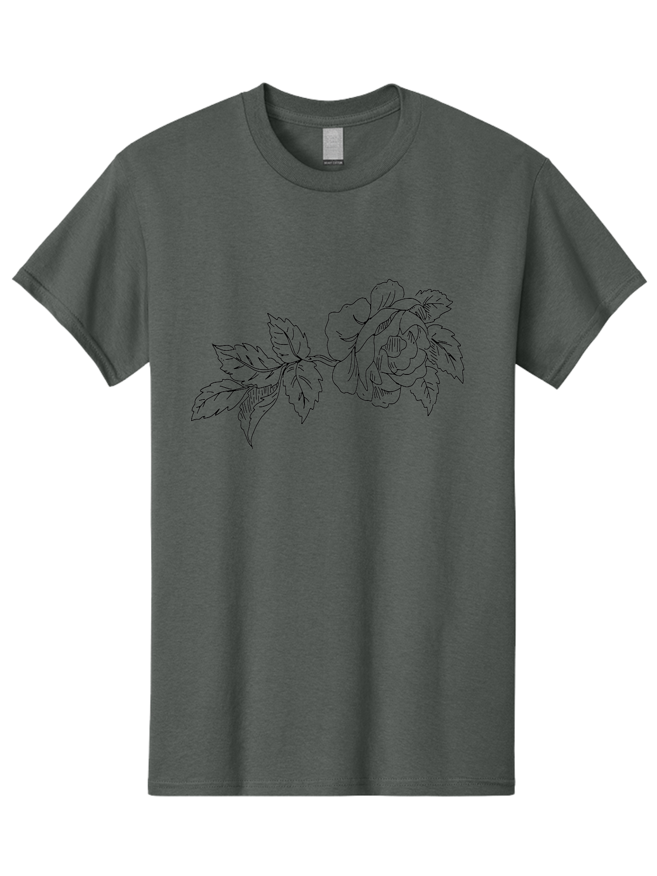 Rose-1 Men'S Graphic Tee, 100% Cotton, Comfortable Casual Summer Wear, Machine Washable, Rose Illustration, Line Art, Floral Design, Botanical Drawing, Leafy Stem, Black Outline, Delicate Flowers, Minimalist Art - Aaa478 3