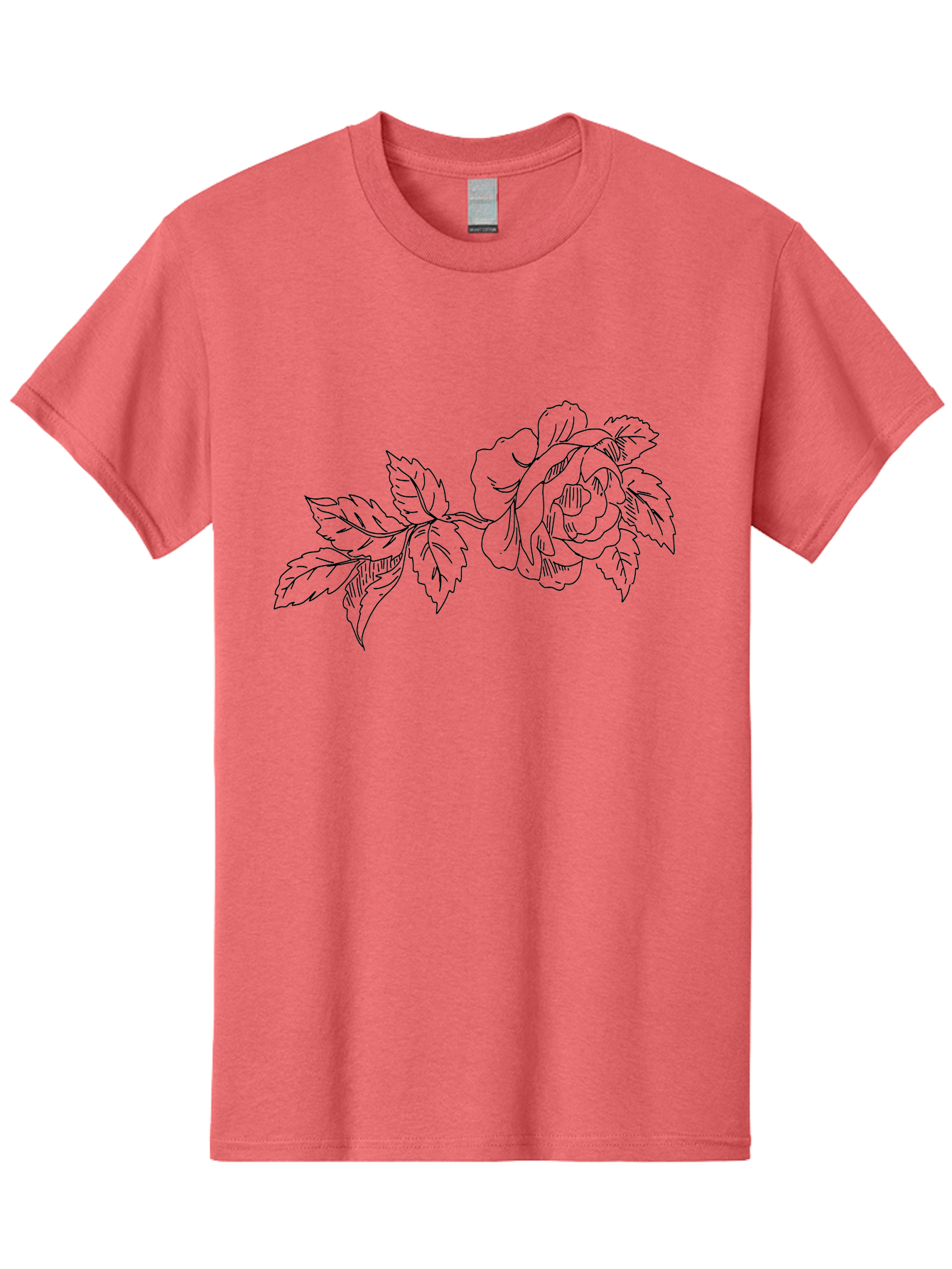 Rose-1 Men'S Graphic Tee, 100% Cotton, Comfortable Casual Summer Wear, Machine Washable, Rose Illustration, Line Art, Floral Design, Botanical Drawing, Leafy Stem, Black Outline, Delicate Flowers, Minimalist Art - Aaa478 23