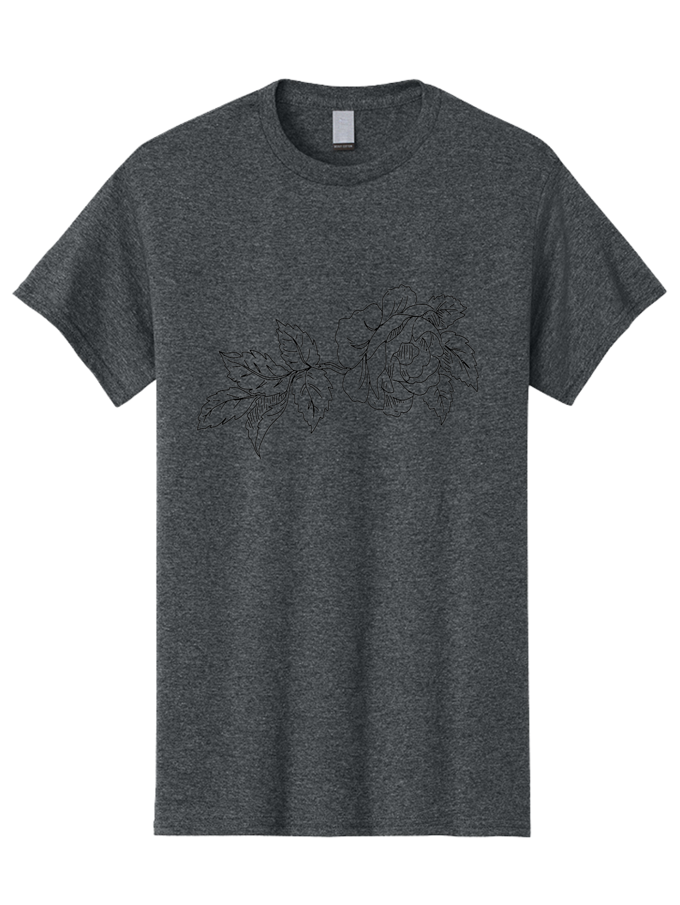 Rose-1 Men'S Graphic Tee, 100% Cotton, Comfortable Casual Summer Wear, Machine Washable, Rose Illustration, Line Art, Floral Design, Botanical Drawing, Leafy Stem, Black Outline, Delicate Flowers, Minimalist Art - Aaa478 1