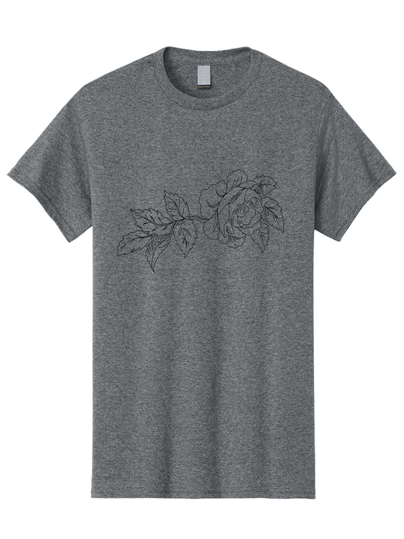 Rose-1 Men'S Graphic Tee, 100% Cotton, Comfortable Casual Summer Wear, Machine Washable, Rose Illustration, Line Art, Floral Design, Botanical Drawing, Leafy Stem, Black Outline, Delicate Flowers, Minimalist Art - Aaa478 17