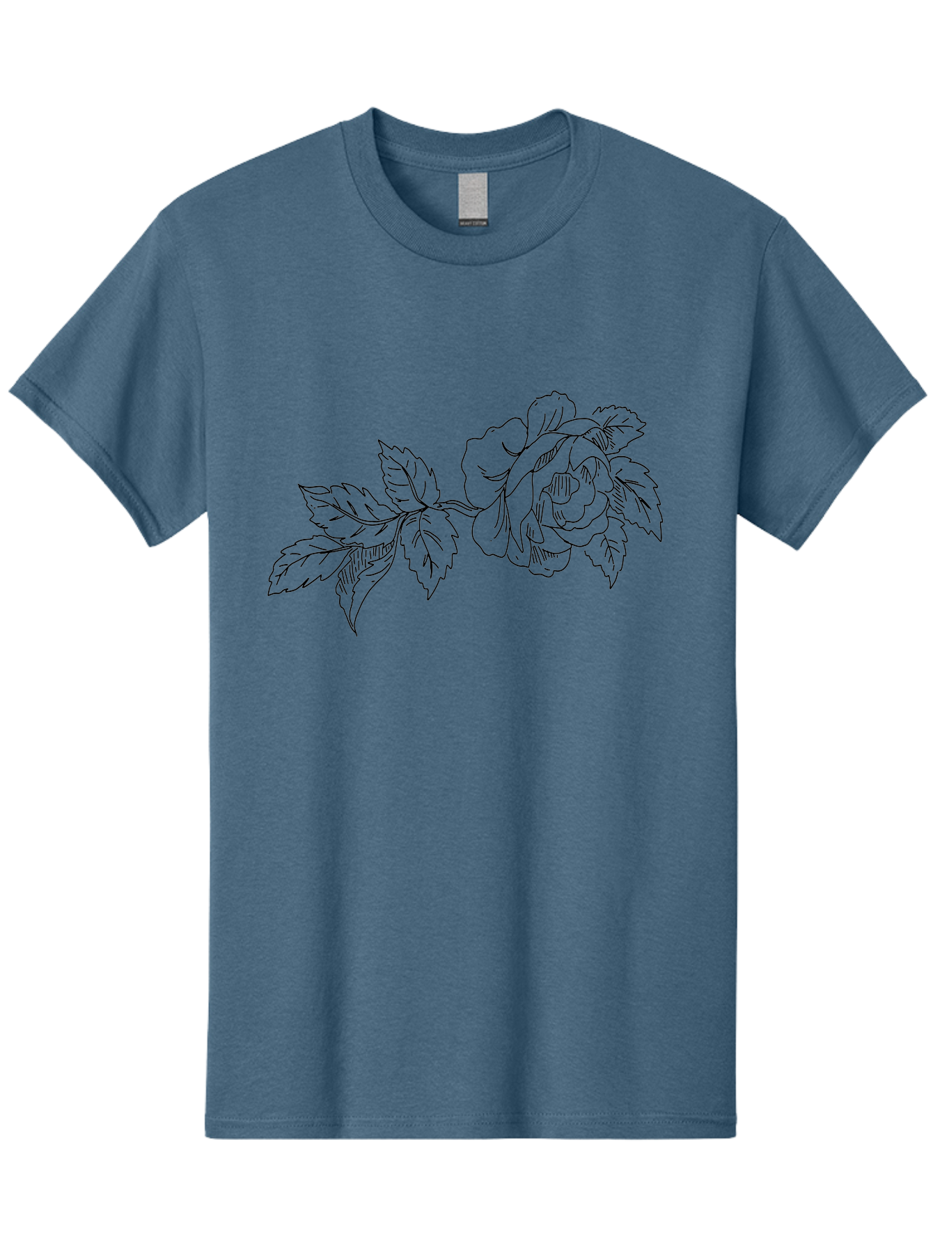Rose-1 Men'S Graphic Tee, 100% Cotton, Comfortable Casual Summer Wear, Machine Washable, Rose Illustration, Line Art, Floral Design, Botanical Drawing, Leafy Stem, Black Outline, Delicate Flowers, Minimalist Art - Aaa478 21