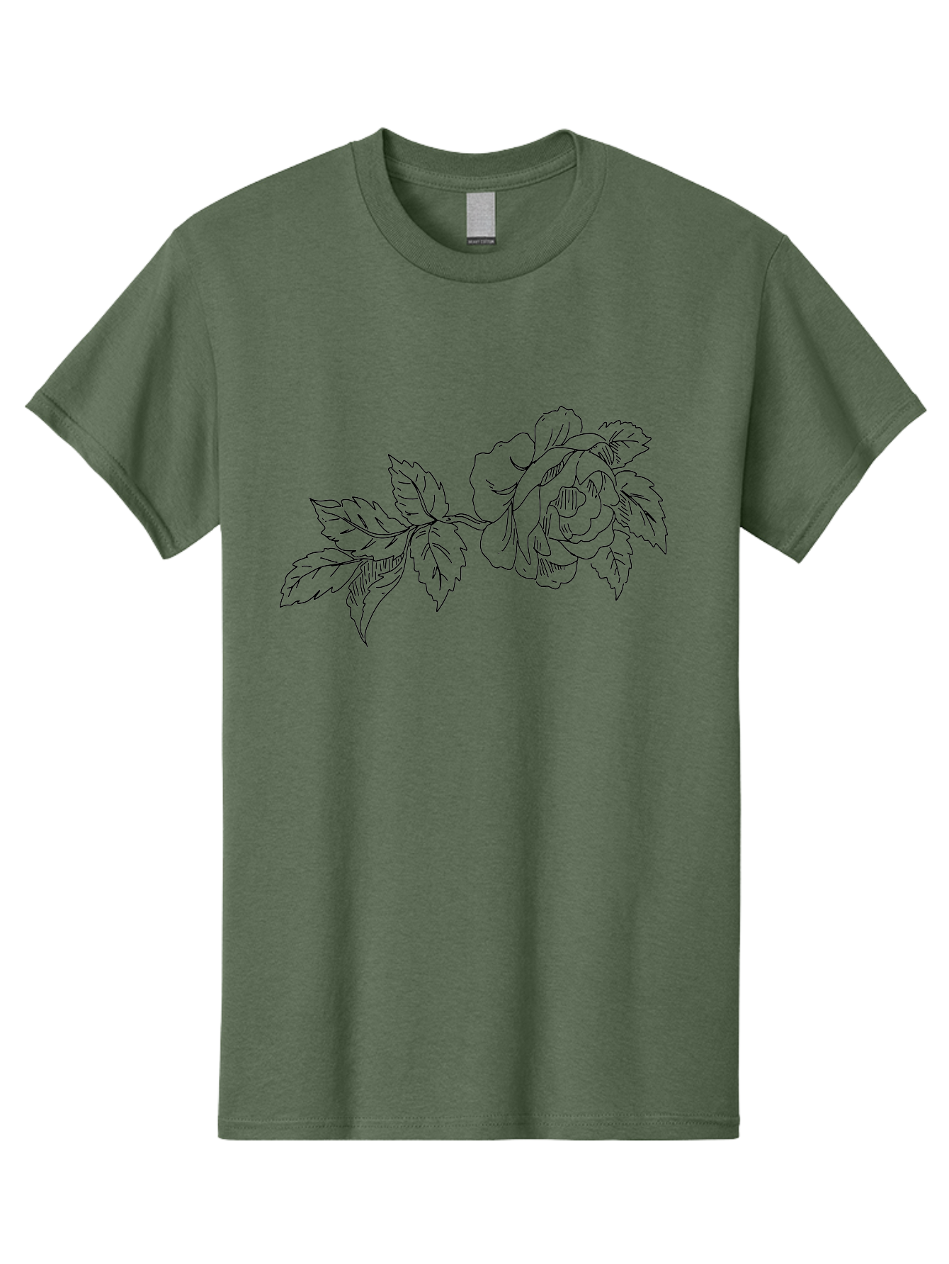 Rose-1 Men'S Graphic Tee, 100% Cotton, Comfortable Casual Summer Wear, Machine Washable, Rose Illustration, Line Art, Floral Design, Botanical Drawing, Leafy Stem, Black Outline, Delicate Flowers, Minimalist Art - Aaa478 25