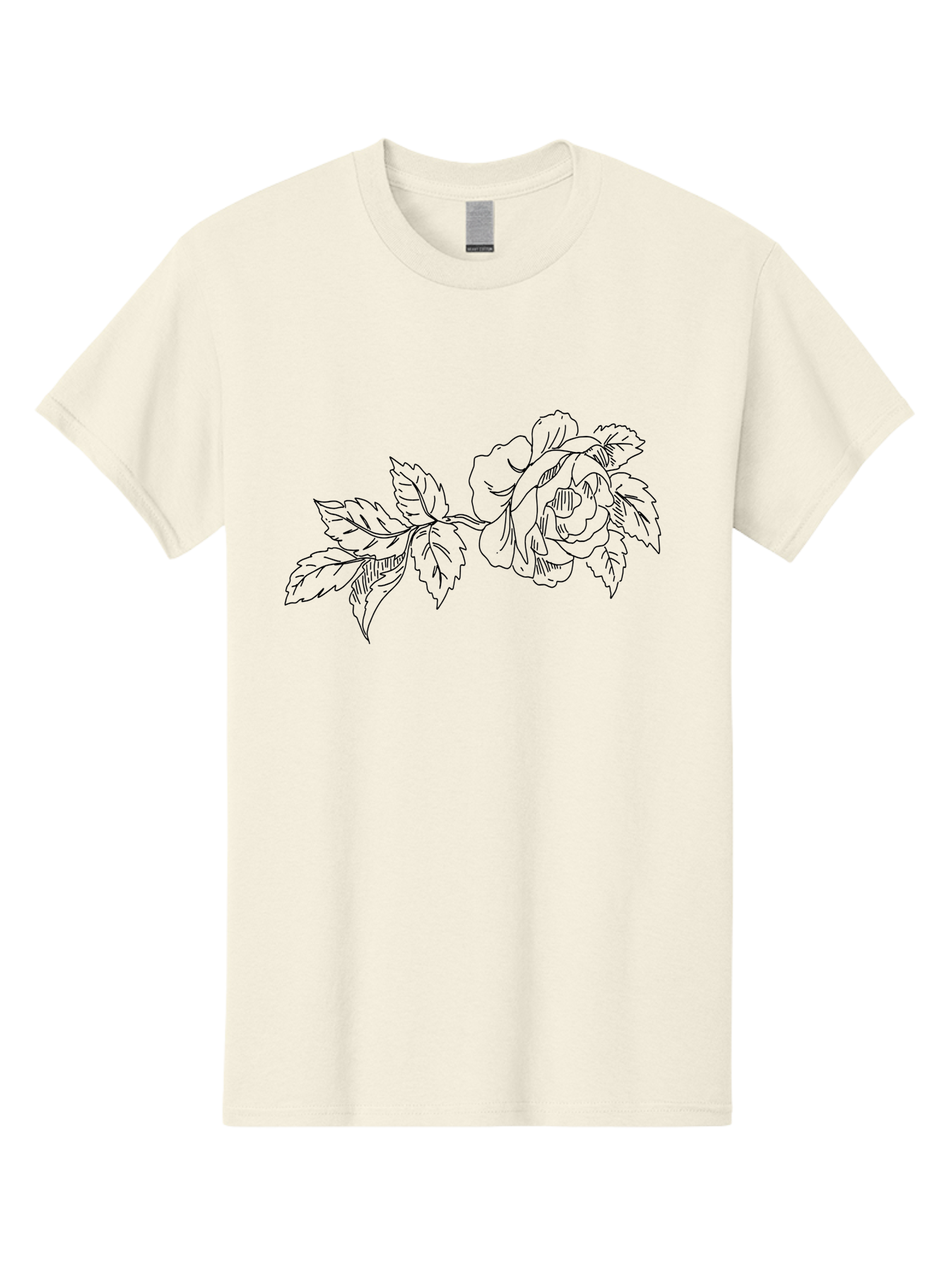 Rose-1 Men'S Graphic Tee, 100% Cotton, Comfortable Casual Summer Wear, Machine Washable, Rose Illustration, Line Art, Floral Design, Botanical Drawing, Leafy Stem, Black Outline, Delicate Flowers, Minimalist Art - Aaa478 13
