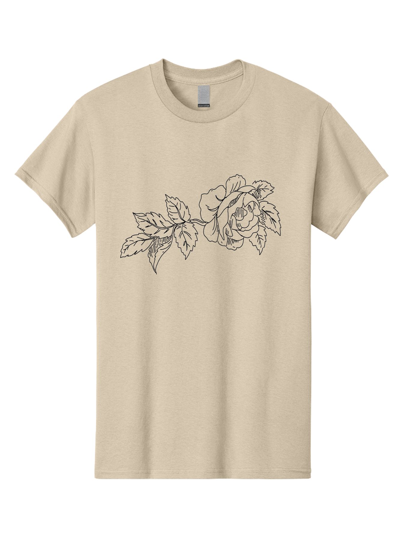 Rose-1 Men'S Graphic Tee, 100% Cotton, Comfortable Casual Summer Wear, Machine Washable, Rose Illustration, Line Art, Floral Design, Botanical Drawing, Leafy Stem, Black Outline, Delicate Flowers, Minimalist Art - Aaa478 11