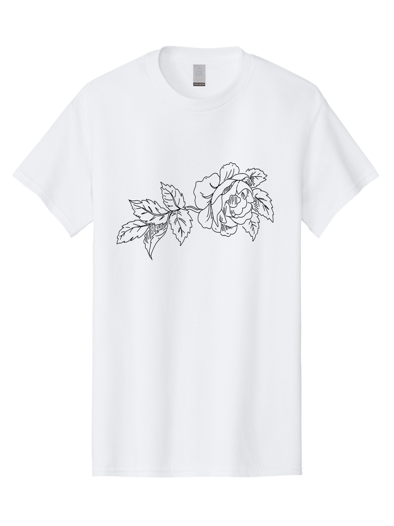 Rose-1 Men'S Graphic Tee, 100% Cotton, Comfortable Casual Summer Wear, Machine Washable, Rose Illustration, Line Art, Floral Design, Botanical Drawing, Leafy Stem, Black Outline, Delicate Flowers, Minimalist Art - Aaa478 19