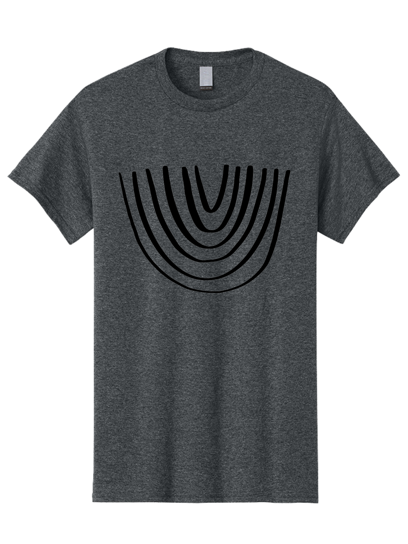 Stacked-Arches Men'S Graphic Tee, 100% Cotton, Comfortable Casual Summer Wear, Machine Washable, Black Arches, Curved Lines, Minimalist Design, Simple Shapes, Abstract Art, Geometric Pattern, Bold Graphics - Aaa491 7