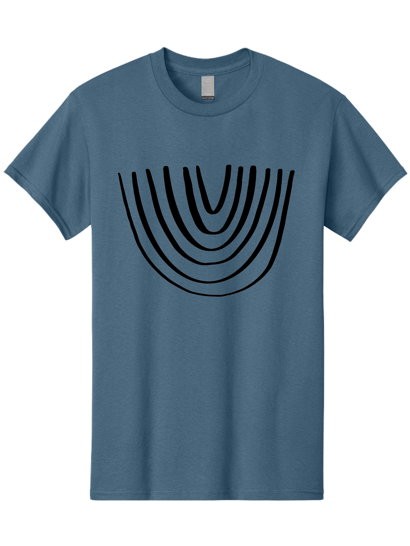 Stacked-Arches Men'S Graphic Tee, 100% Cotton, Comfortable Casual Summer Wear, Machine Washable, Black Arches, Curved Lines, Minimalist Design, Simple Shapes, Abstract Art, Geometric Pattern, Bold Graphics - Aaa491 11