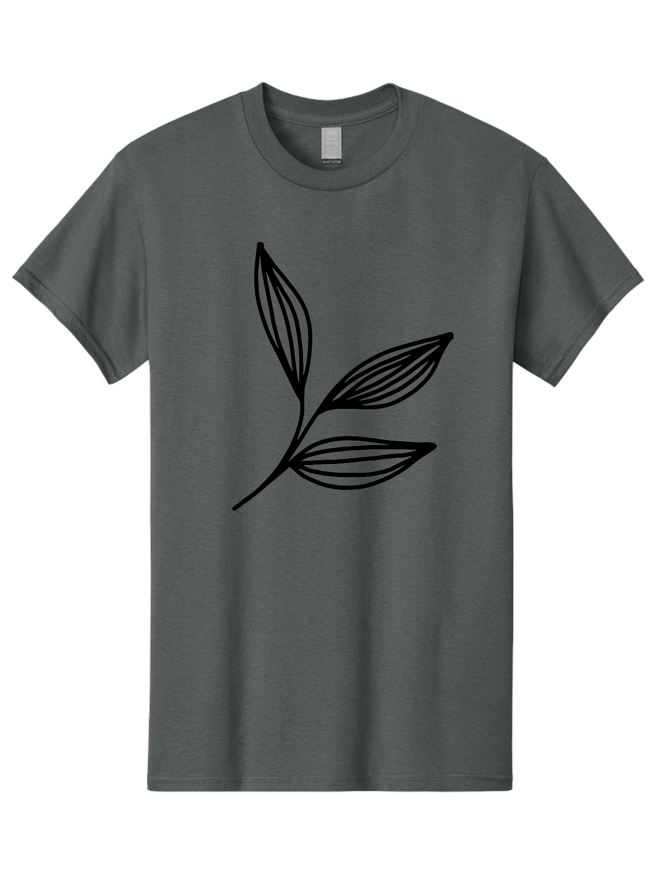 Three-Leaf-Stem Men'S Graphic Tee, 100% Cotton, Comfortable Casual Summer Wear, Machine Washable, Minimalist Leaf Design, Simple Line Art, Botanical Illustration, Three Leaves, Black Outline, Natural Theme, Eco-Friendly, Organic Shape - Aaa498 3