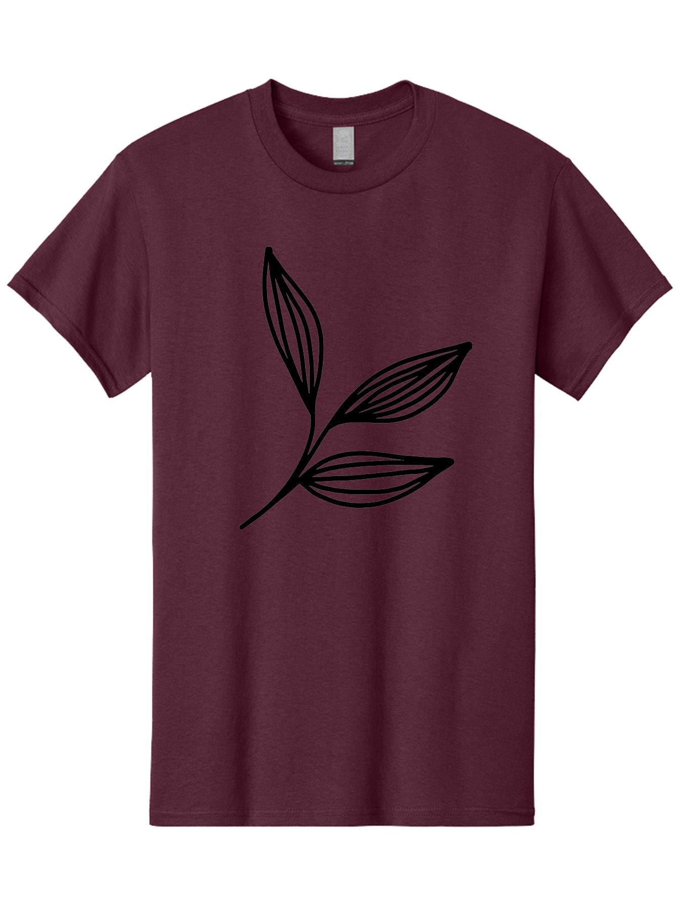 Three-Leaf-Stem Men'S Graphic Tee, 100% Cotton, Comfortable Casual Summer Wear, Machine Washable, Minimalist Leaf Design, Simple Line Art, Botanical Illustration, Three Leaves, Black Outline, Natural Theme, Eco-Friendly, Organic Shape - Aaa498 13