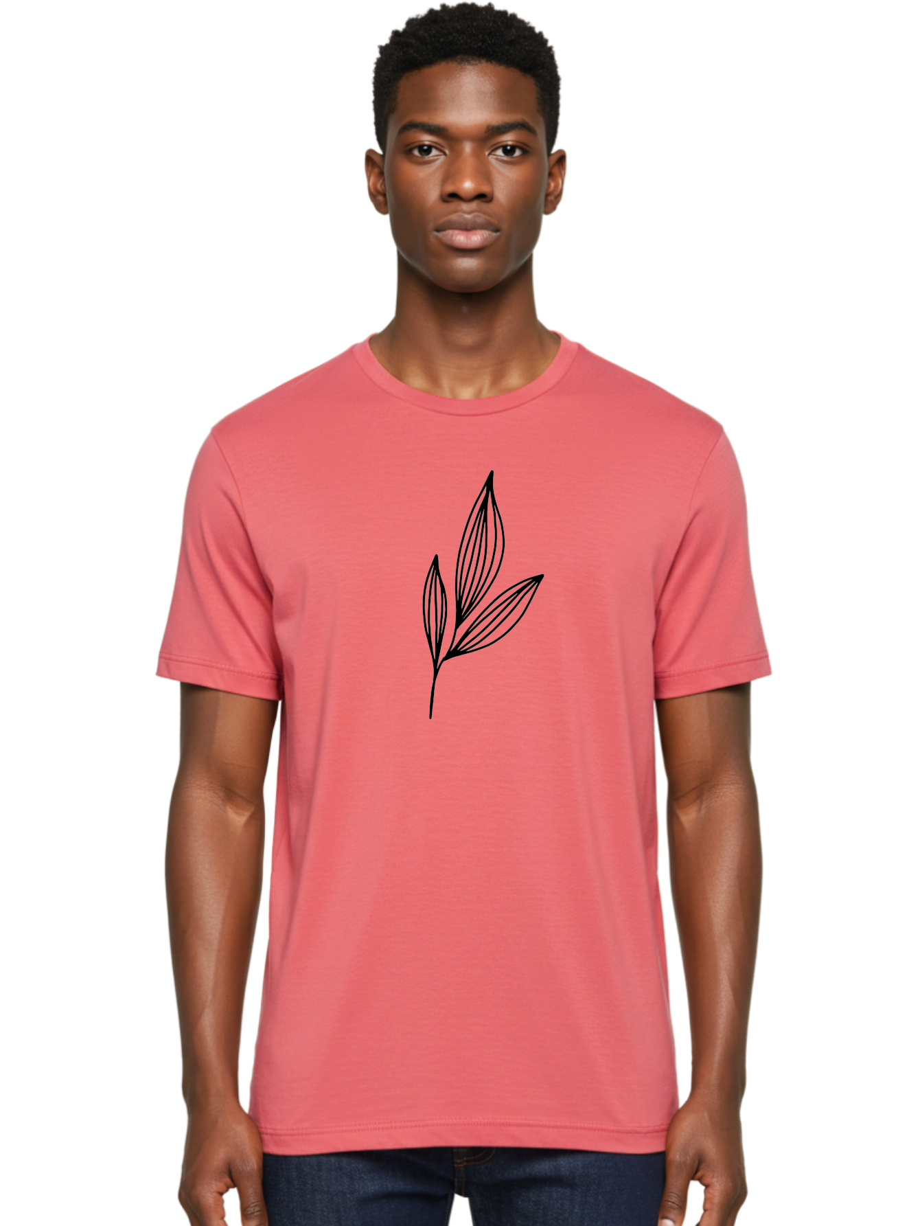 Three-Leaves-1 Men'S Graphic Tee, 100% Cotton, Comfortable Casual Summer Wear, Machine Washable, Simple Leaf Design, Minimalist Leaves, Botanical Illustration, Leaf Outline, Black Lines, Nature-Inspired Graphics, Leaf Pattern - Aaa499 6