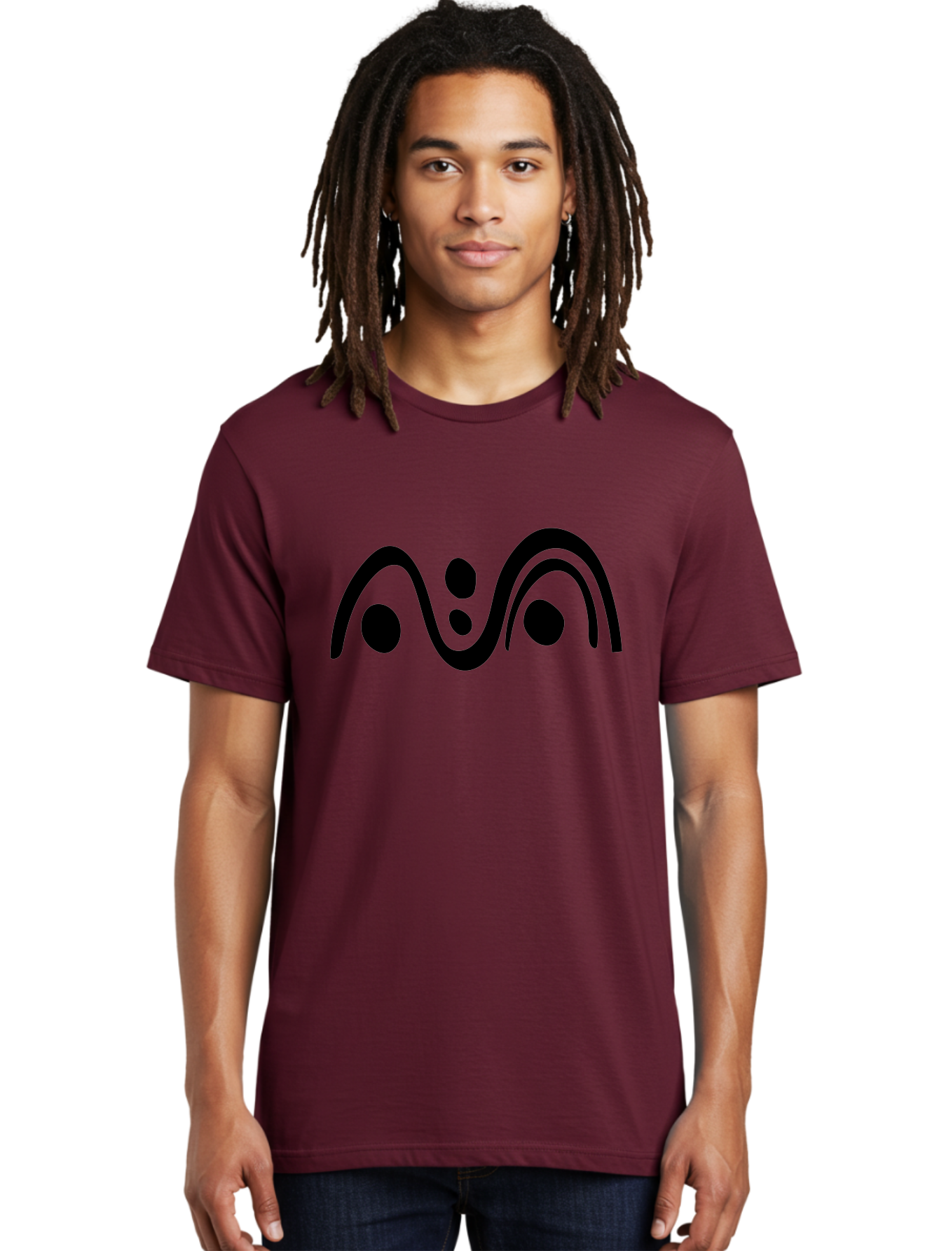 Wavy-Lines-And-Dots Men'S Graphic Tee, 100% Cotton, Comfortable Casual Summer Wear, Machine Washable, Abstract Design, Minimalist Art, Black Silhouettes, Flowing Shapes, Curved Lines, Creative Pattern, Modern Graphic - Aaa507 26