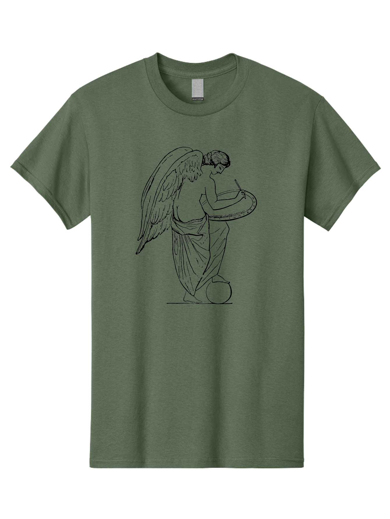 Angel-Playing-Tambourine Men'S Graphic Tee, 100% Cotton, Comfortable Casual Summer Wear, Machine Washable, Angel Playing Drum, Heavenly Music, Divine Art, Classical Illustration, Ethereal Beauty, Artistic Expression, Mythical Being, - Aaa513 19