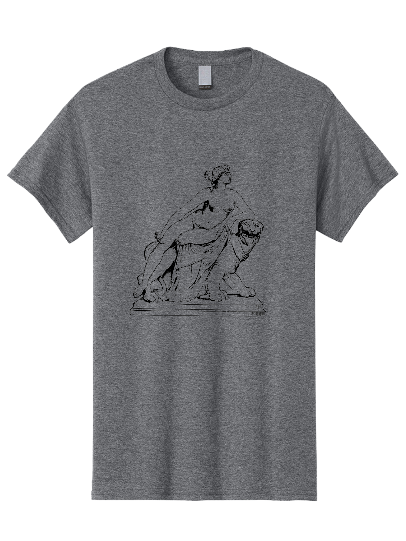 Aphrodite-Riding-Lion Men'S Graphic Tee, 100% Cotton, Comfortable Casual Summer Wear, Machine Washable, Classical Art, Greek Mythology, Female Figure, Lion Statue, Nude Woman, Goddess Aphrodite, Sensual Pose, Elegant Draping, - Aaa514 29
