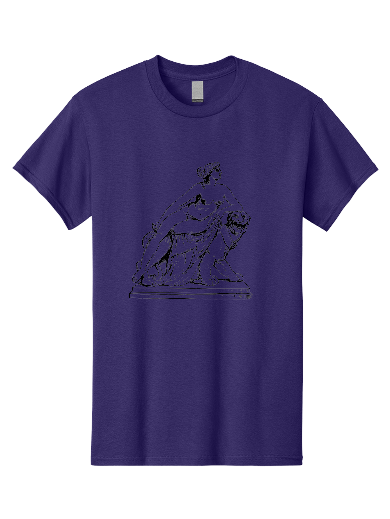 Aphrodite-Riding-Lion Men'S Graphic Tee, 100% Cotton, Comfortable Casual Summer Wear, Machine Washable, Classical Art, Greek Mythology, Female Figure, Lion Statue, Nude Woman, Goddess Aphrodite, Sensual Pose, Elegant Draping, - Aaa514 3