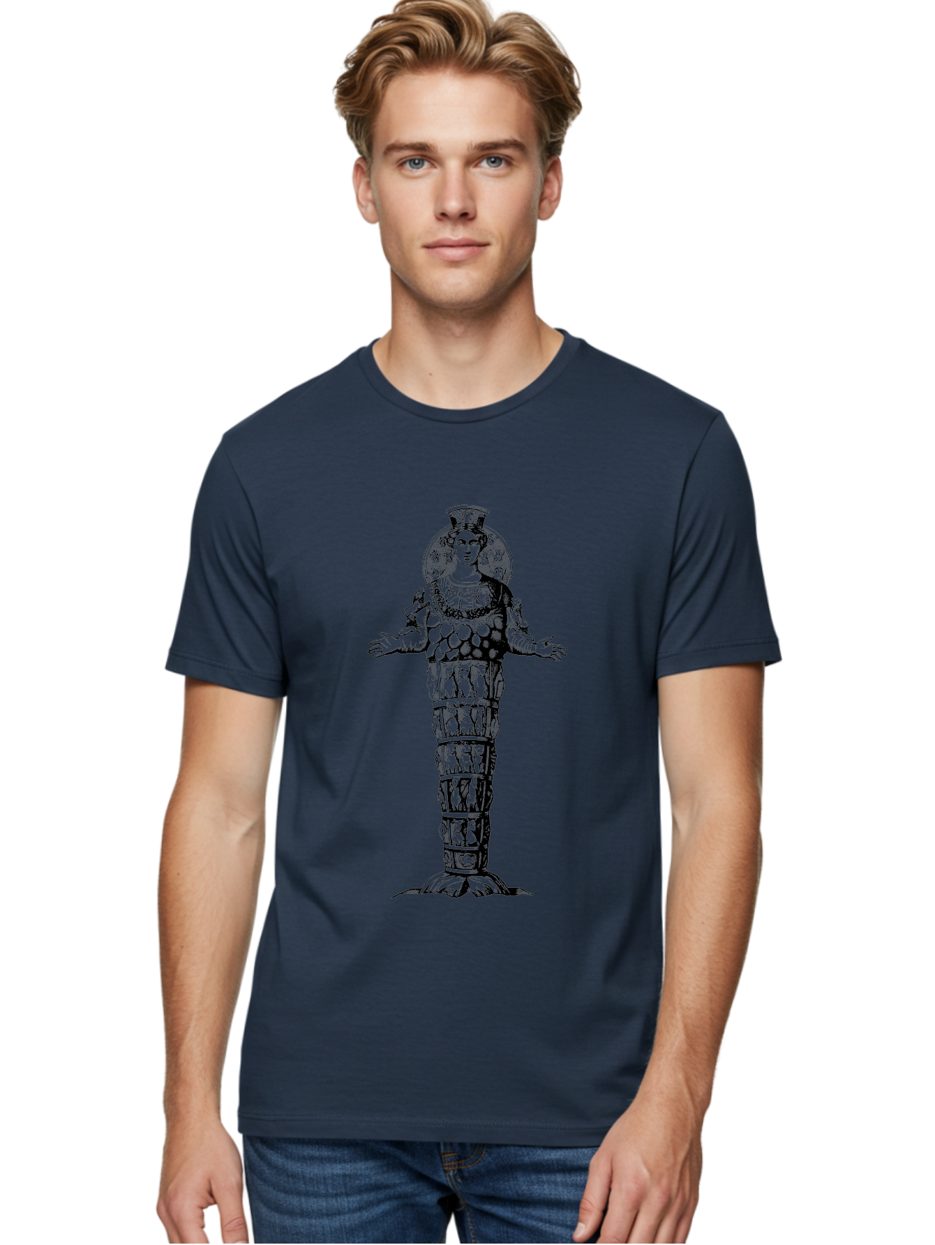 Artemis-Of-Ephesus Men'S Graphic Tee, 100% Cotton, Comfortable Casual Summer Wear, Machine Washable, Ancient Greek Goddess, Ephesian Artemis, Fertility Symbol, Multiple Breasts, Ornate Headdress, Mystical Aura, Historical Artifact, - Aaa516 6