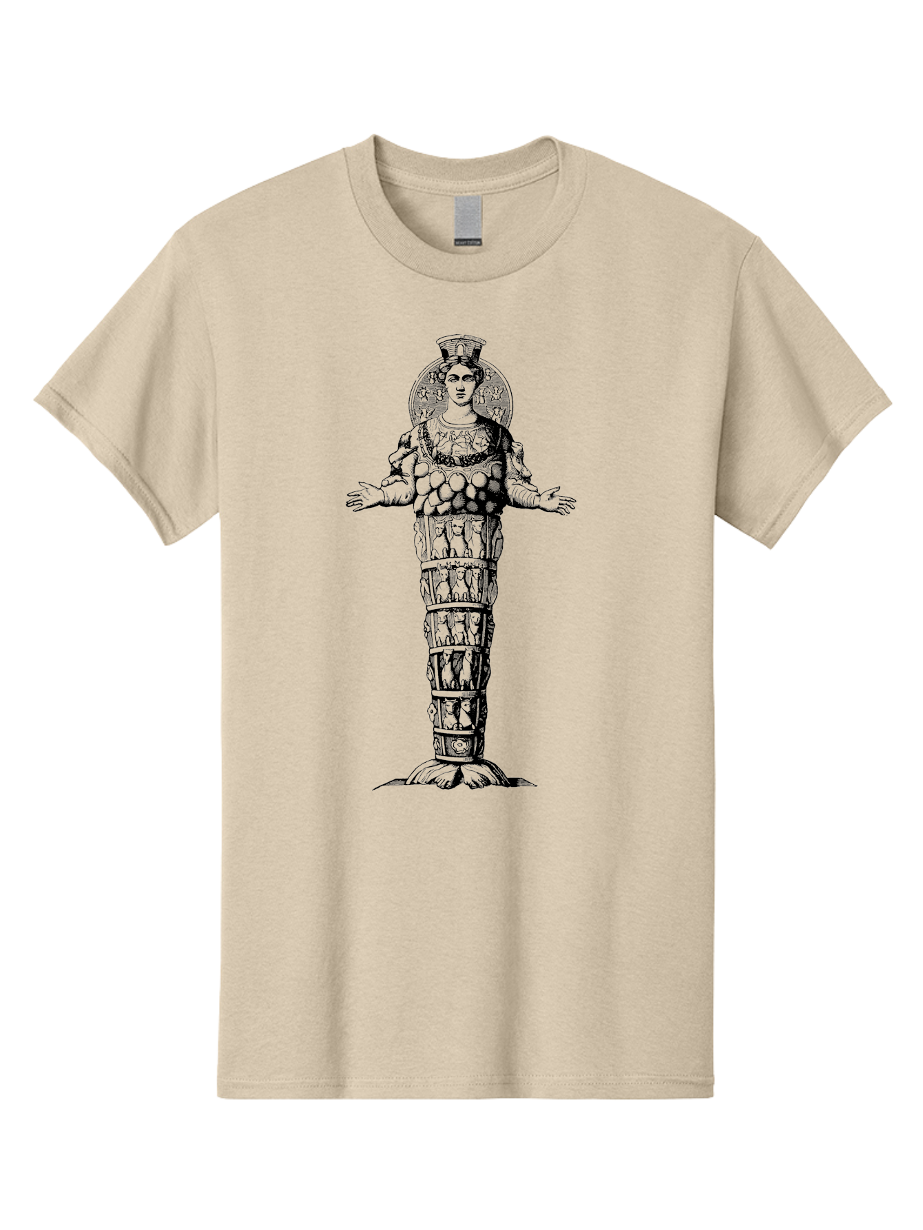 Artemis-Of-Ephesus Men'S Graphic Tee, 100% Cotton, Comfortable Casual Summer Wear, Machine Washable, Ancient Greek Goddess, Ephesian Artemis, Fertility Symbol, Multiple Breasts, Ornate Headdress, Mystical Aura, Historical Artifact, - Aaa516 7