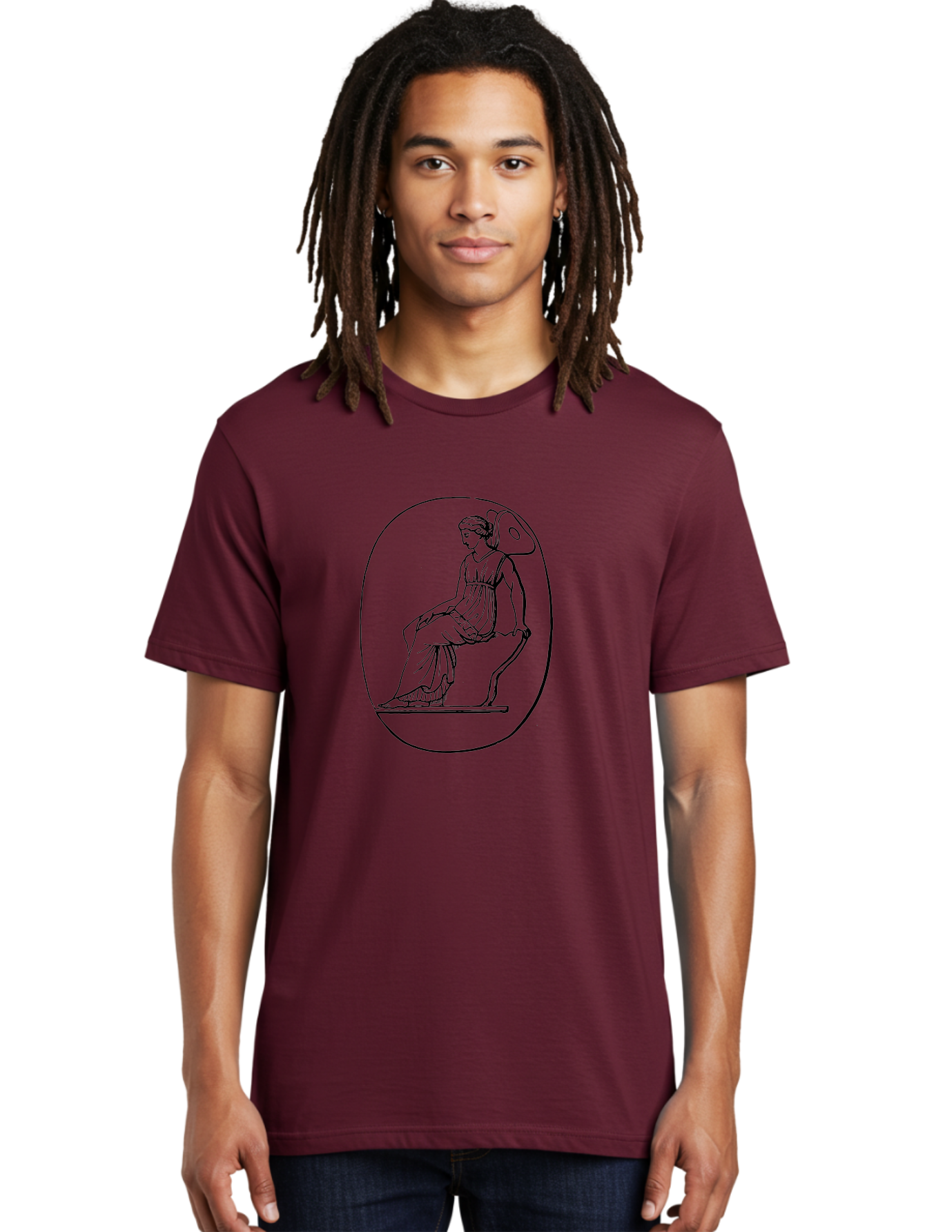 Athena-1 Men'S Graphic Tee, 100% Cotton, Comfortable Casual Summer Wear, Machine Washable, Woman Sitting On Chair, Ancient Greek Style, Classical Art, Feminine Figure, Relaxed Pose, Elegant Design, Minimalist Line Art, - Aaa517 20