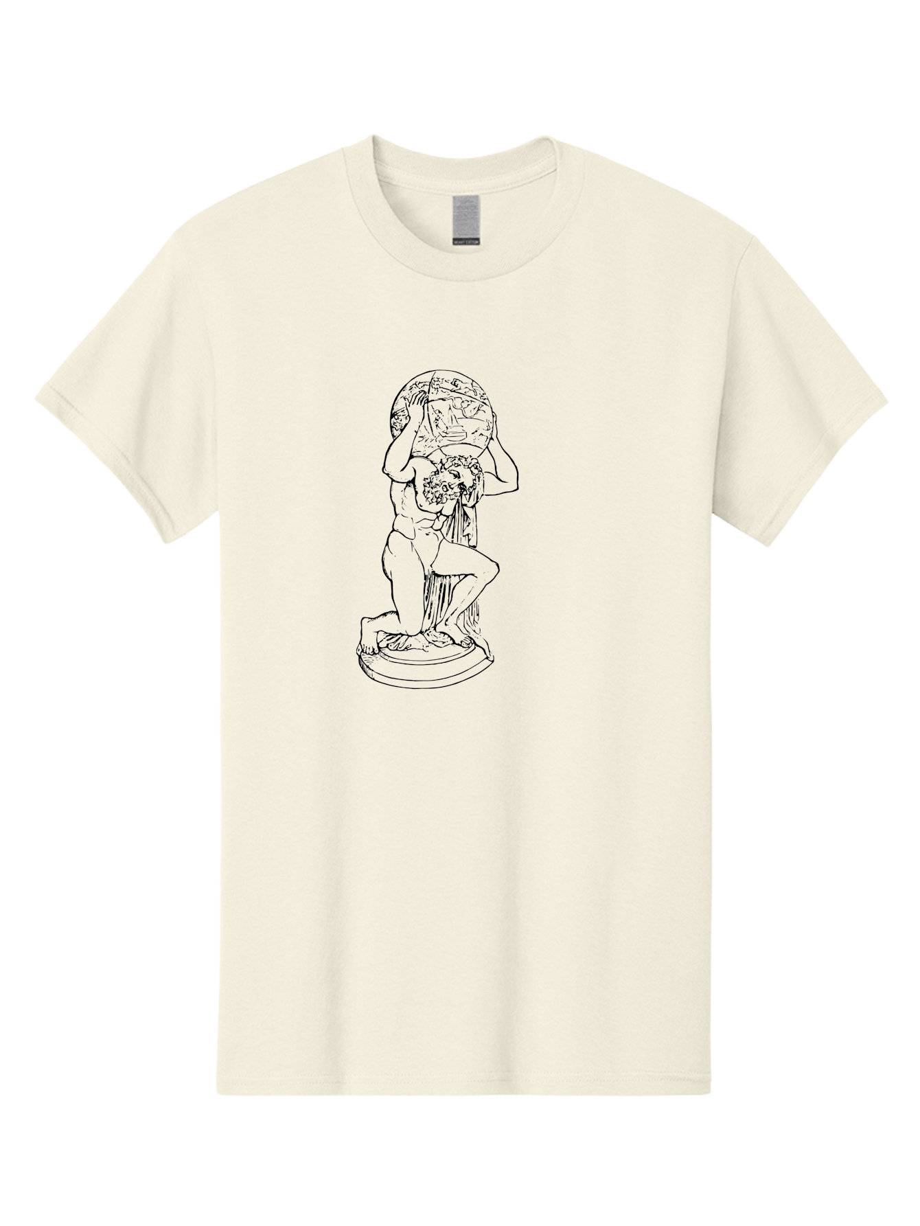 Atlas-Holding-Globe Men'S Graphic Tee, 100% Cotton, Comfortable Casual Summer Wear, Machine Washable, Statue Of Atlas, Greek Mythology, Holding The World, Classical Art, Mythological Figure, Ancient Greek Culture, Symbolic Representation - Aaa519 17