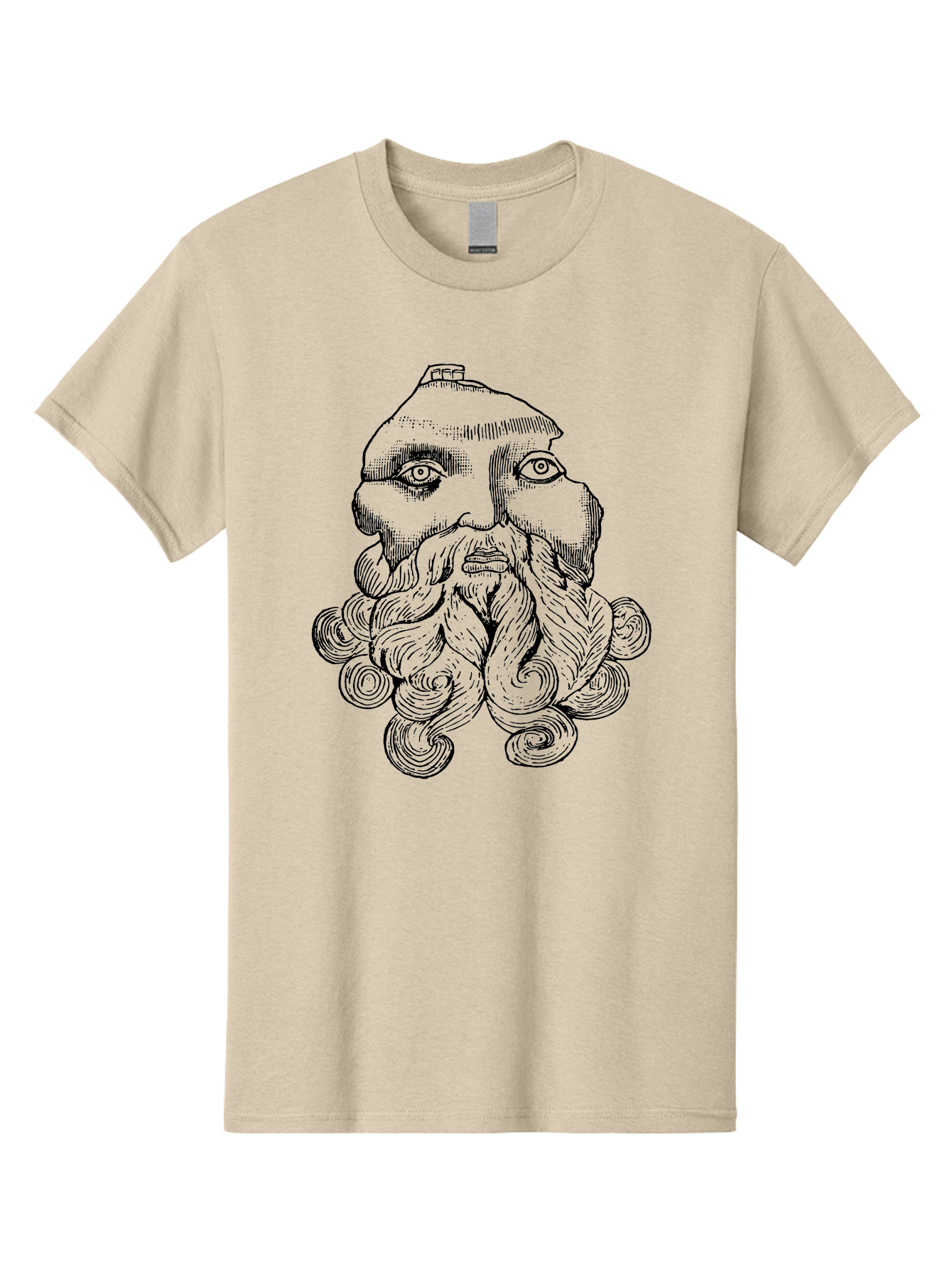 Brahma Men'S Graphic Tee, 100% Cotton, Comfortable Casual Summer Wear, Machine Washable, Mysterious Figure, Three-Eyed Man, Bearded Visage, Mystical Symbol, Abstract Art, Surreal Imagery, Intricate Details, Unique Illustration - Aaa521 23