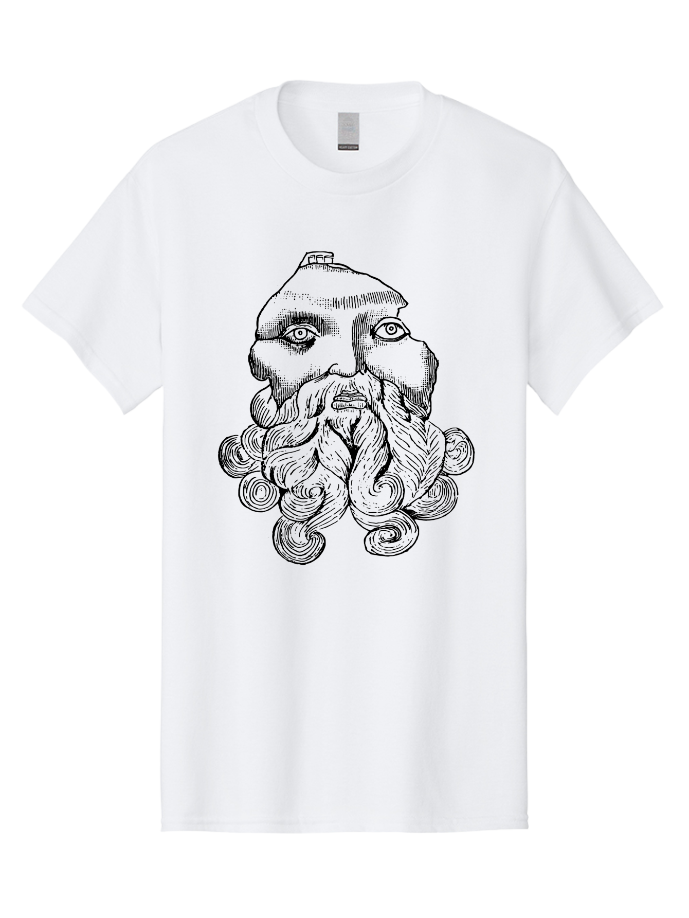 Brahma Men'S Graphic Tee, 100% Cotton, Comfortable Casual Summer Wear, Machine Washable, Mysterious Figure, Three-Eyed Man, Bearded Visage, Mystical Symbol, Abstract Art, Surreal Imagery, Intricate Details, Unique Illustration - Aaa521 3