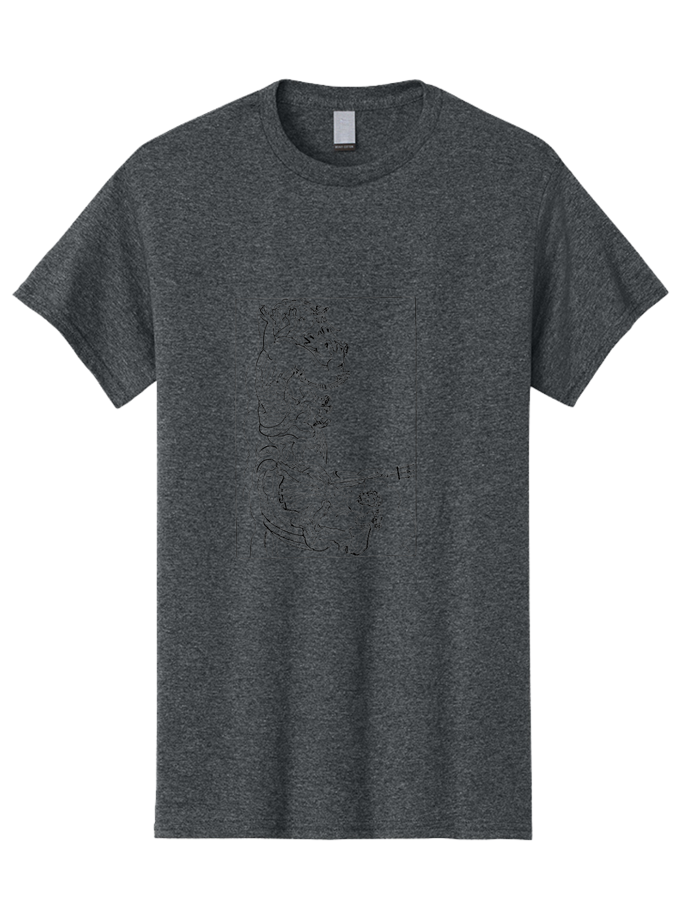 Dragon-Illustration Men'S Graphic Tee, 100% Cotton, Comfortable Casual Summer Wear, Machine Washable, Dragon And Warrior, Mythical Creature, Traditional Art, Intricate Design, Symbolic Figure, Chinese Culture, Fantasy Artwork, Line Drawing - Aaa531 9