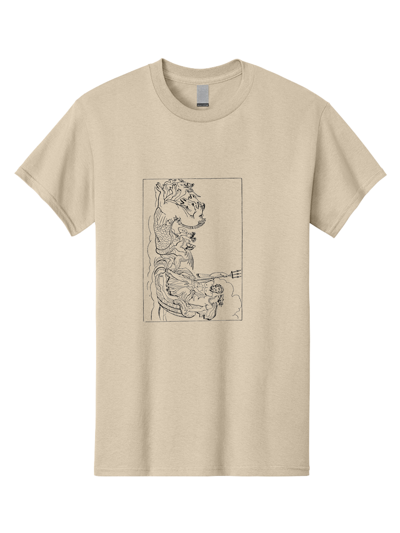 Dragon-Illustration Men'S Graphic Tee, 100% Cotton, Comfortable Casual Summer Wear, Machine Washable, Dragon And Warrior, Mythical Creature, Traditional Art, Intricate Design, Symbolic Figure, Chinese Culture, Fantasy Artwork, Line Drawing - Aaa531 11