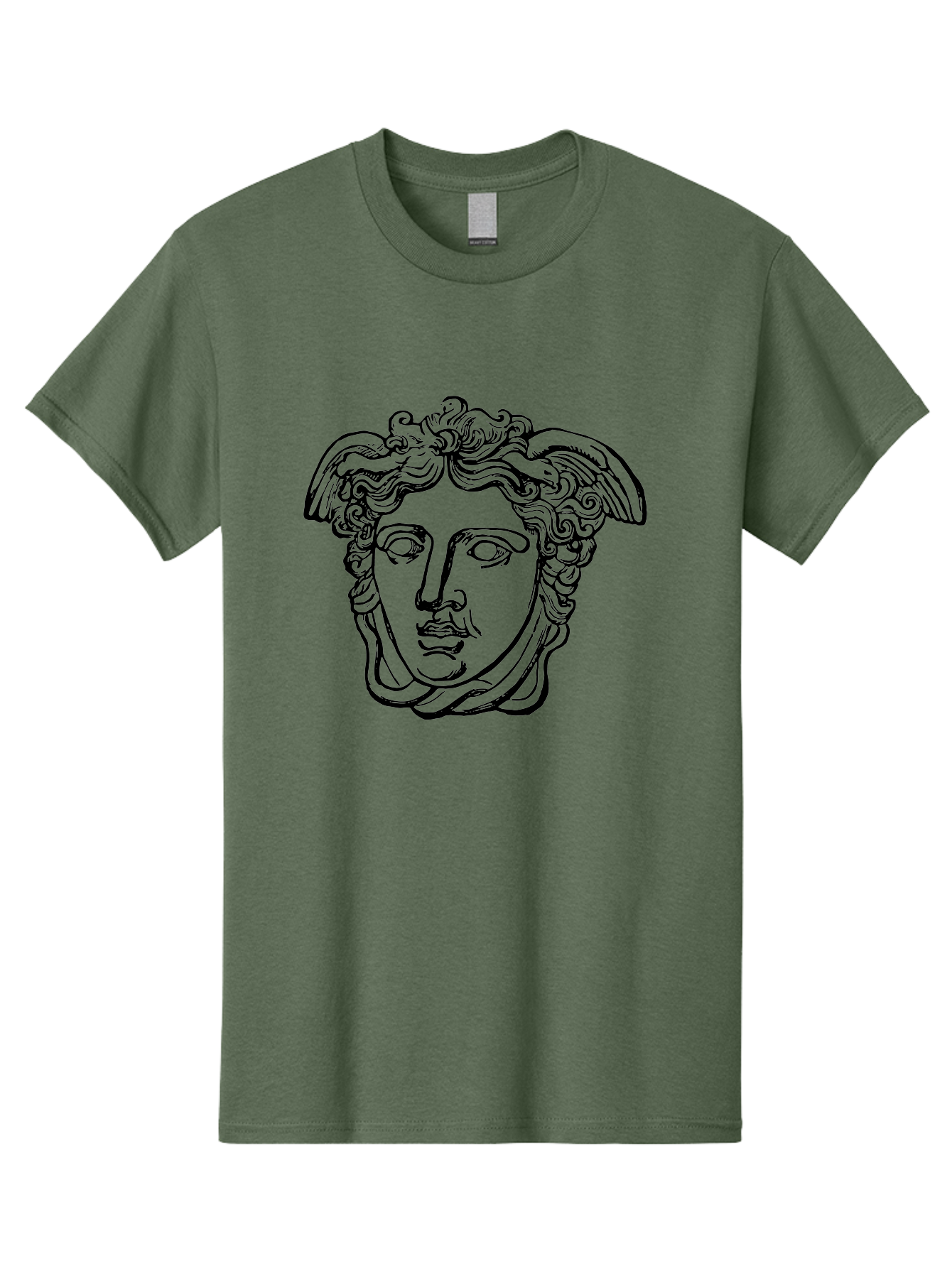Hermes-Head Men'S Graphic Tee, 100% Cotton, Comfortable Casual Summer Wear, Machine Washable, Classical Art, Greek Mythology, Hermes Statue, Winged Head, Curly Hair, Elegant Design, Minimalist Illustration, Ancient Greece - Aaa543 15