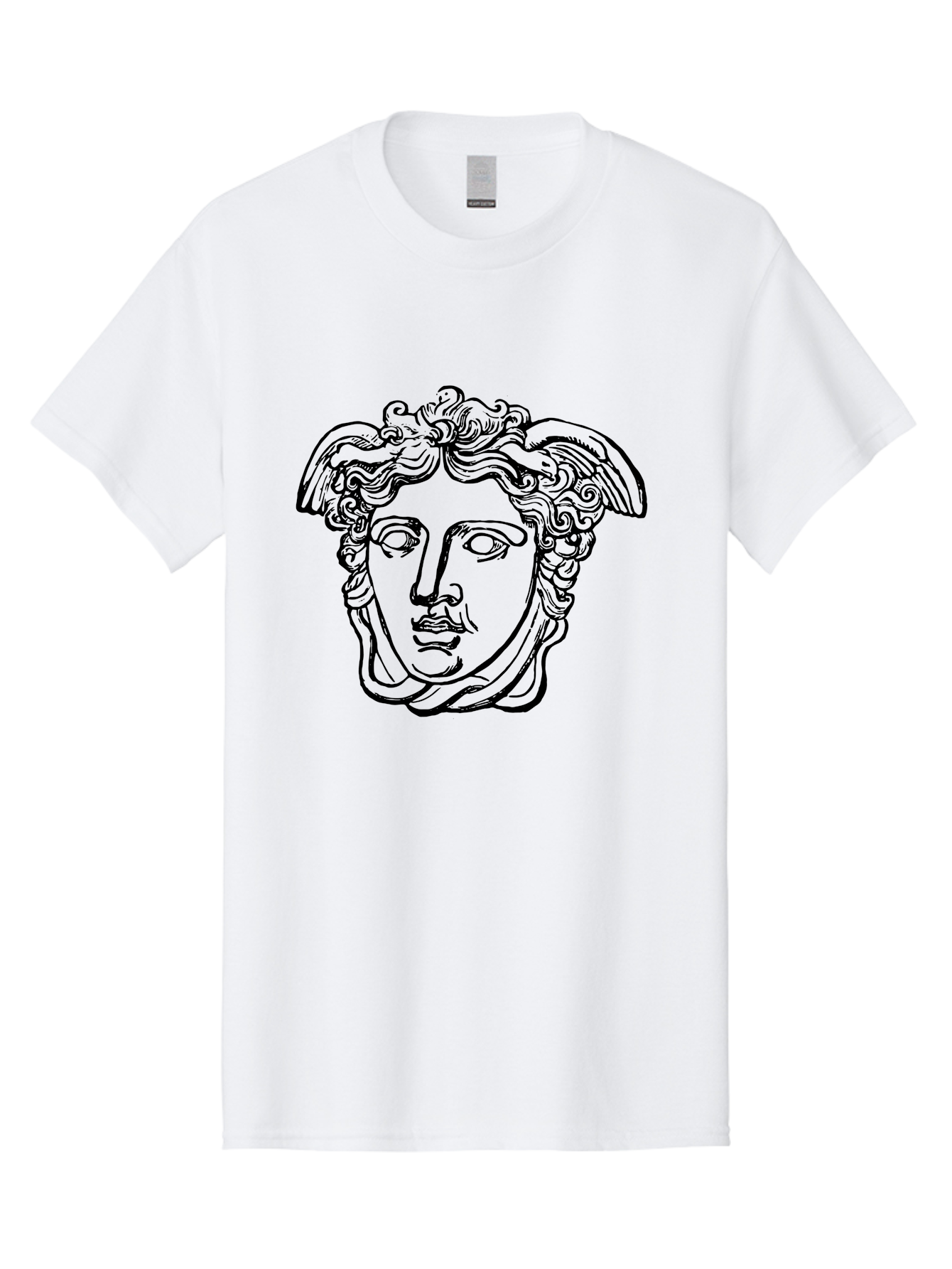 Hermes-Head Men'S Graphic Tee, 100% Cotton, Comfortable Casual Summer Wear, Machine Washable, Classical Art, Greek Mythology, Hermes Statue, Winged Head, Curly Hair, Elegant Design, Minimalist Illustration, Ancient Greece - Aaa543 29