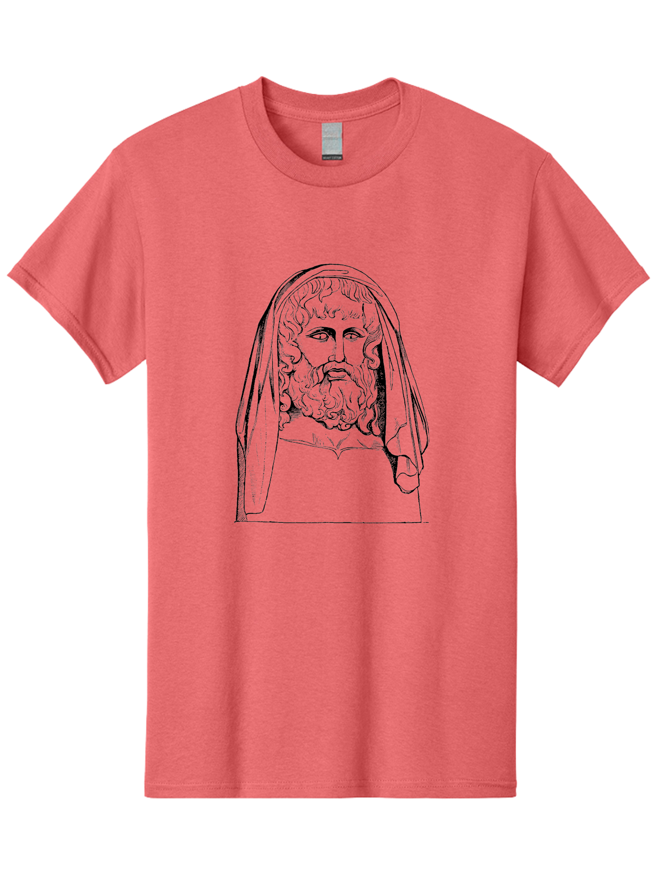Homer Men'S Graphic Tee, 100% Cotton, Comfortable Casual Summer Wear, Machine Washable, Classical Illustration, Ancient Greek Poet, Bearded Man, Curly Hair, Hooded Figure, Literary Figure, Historical Portrait, Vintage Artwork, - Aaa544 11