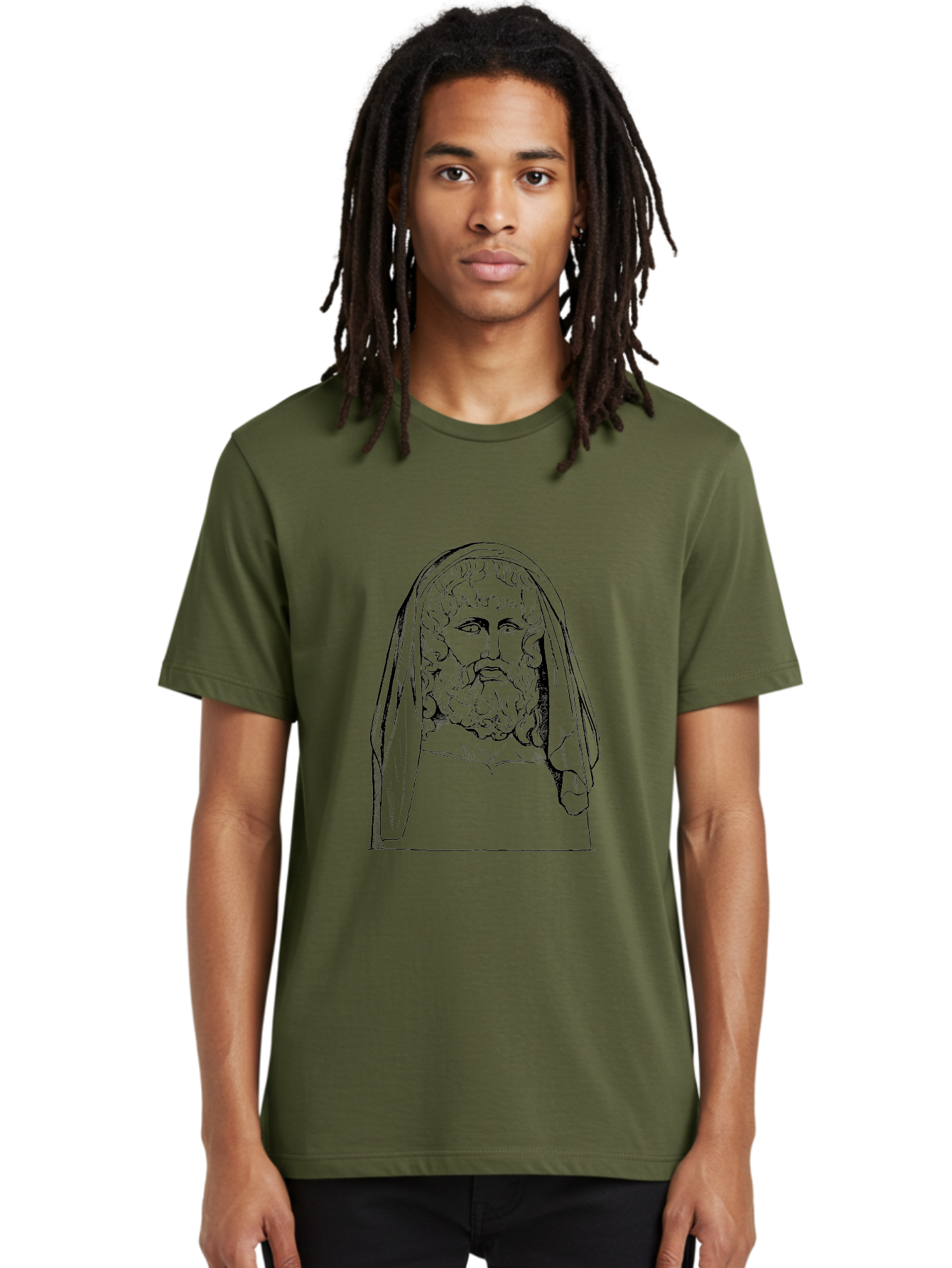 Homer Men'S Graphic Tee, 100% Cotton, Comfortable Casual Summer Wear, Machine Washable, Classical Illustration, Ancient Greek Poet, Bearded Man, Curly Hair, Hooded Figure, Literary Figure, Historical Portrait, Vintage Artwork, - Aaa544 4