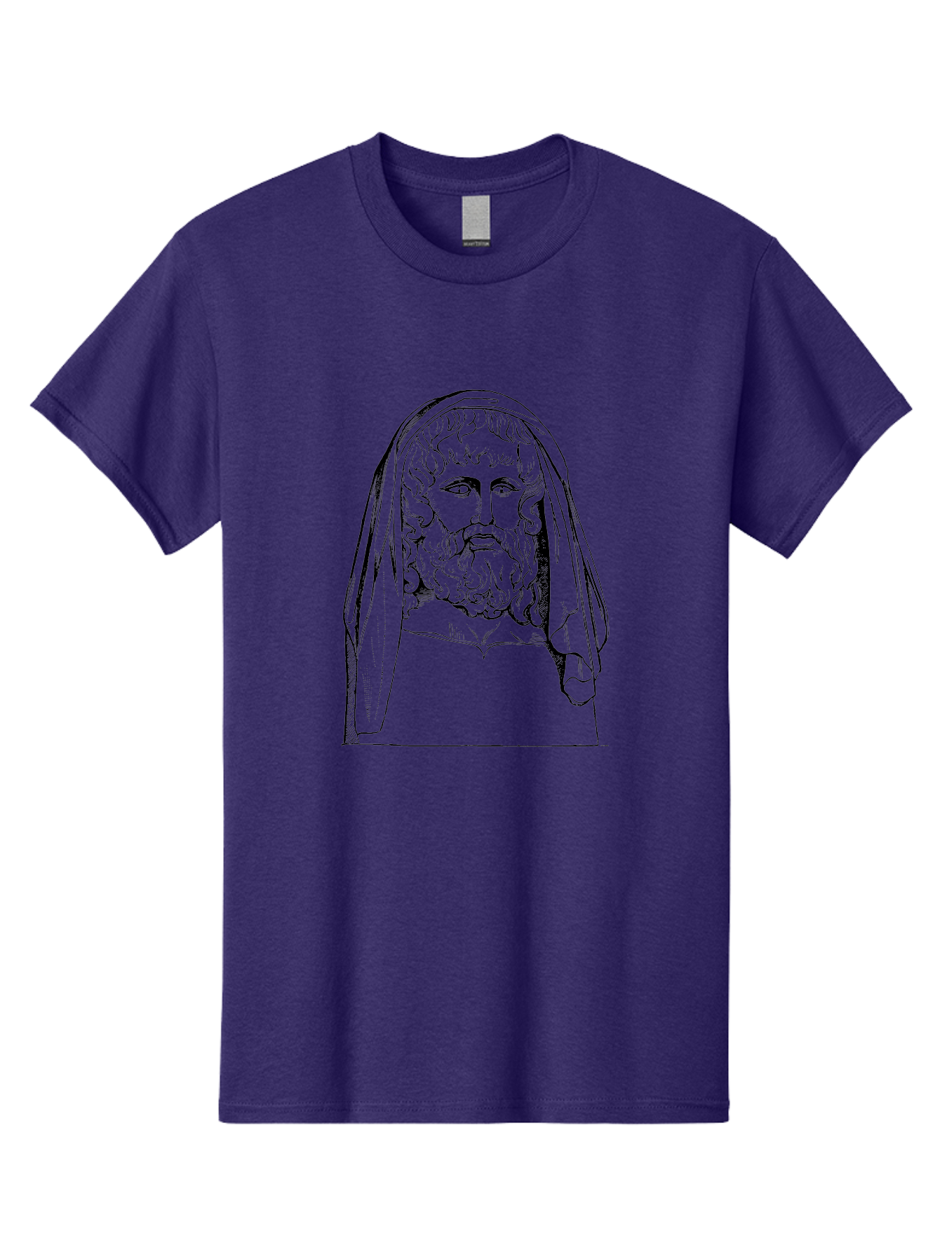 Homer Men'S Graphic Tee, 100% Cotton, Comfortable Casual Summer Wear, Machine Washable, Classical Illustration, Ancient Greek Poet, Bearded Man, Curly Hair, Hooded Figure, Literary Figure, Historical Portrait, Vintage Artwork, - Aaa544 15