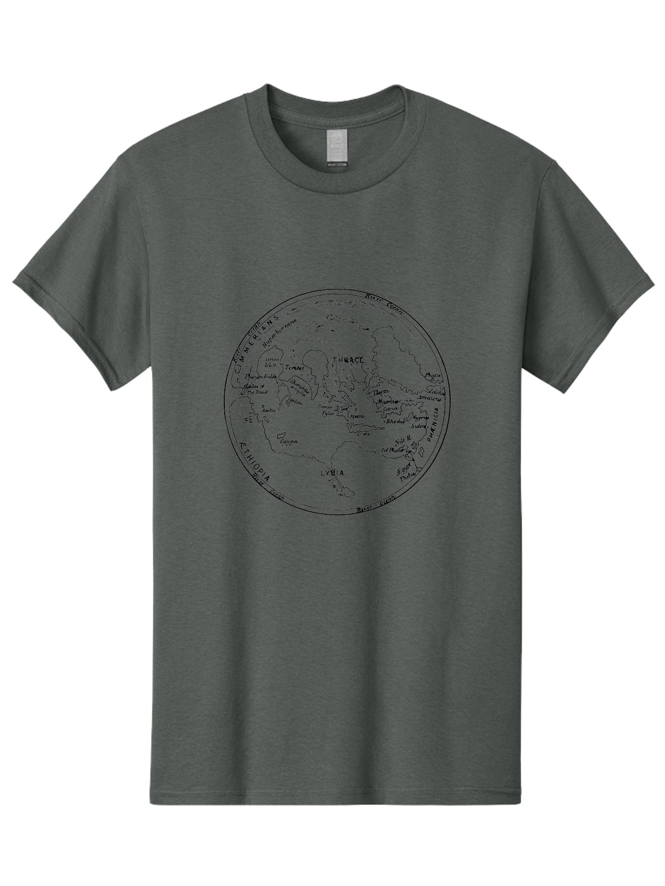 Ptolemy-World-Map Men'S Graphic Tee, 100% Cotton, Comfortable Casual Summer Wear, Machine Washable, Vintage Globe, World Map, Geographic Illustration, Antique Cartography, Historical Regions, Classical Geography, Old World Map, - Aaa557 27