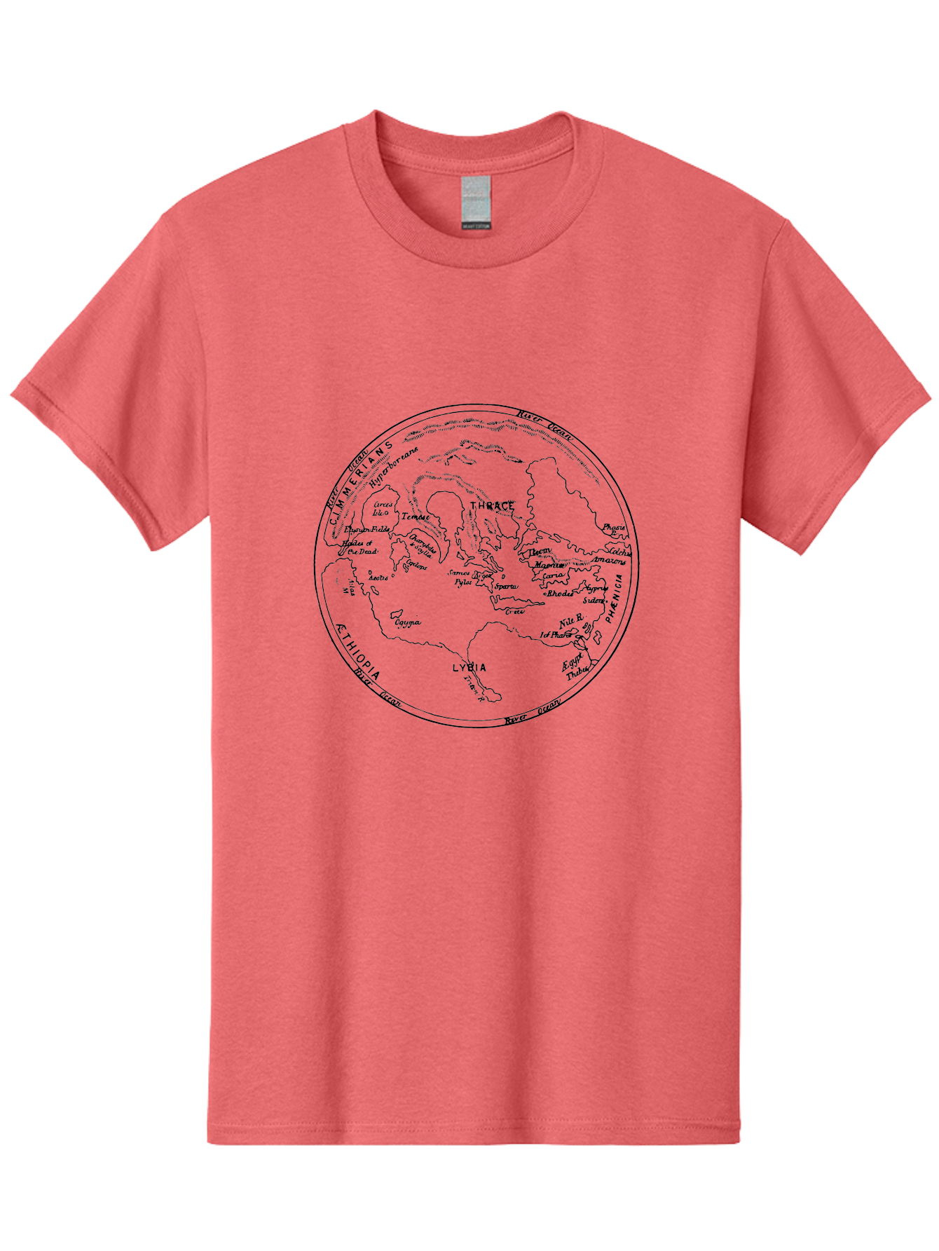 Ptolemy-World-Map Men'S Graphic Tee, 100% Cotton, Comfortable Casual Summer Wear, Machine Washable, Vintage Globe, World Map, Geographic Illustration, Antique Cartography, Historical Regions, Classical Geography, Old World Map, - Aaa557 15