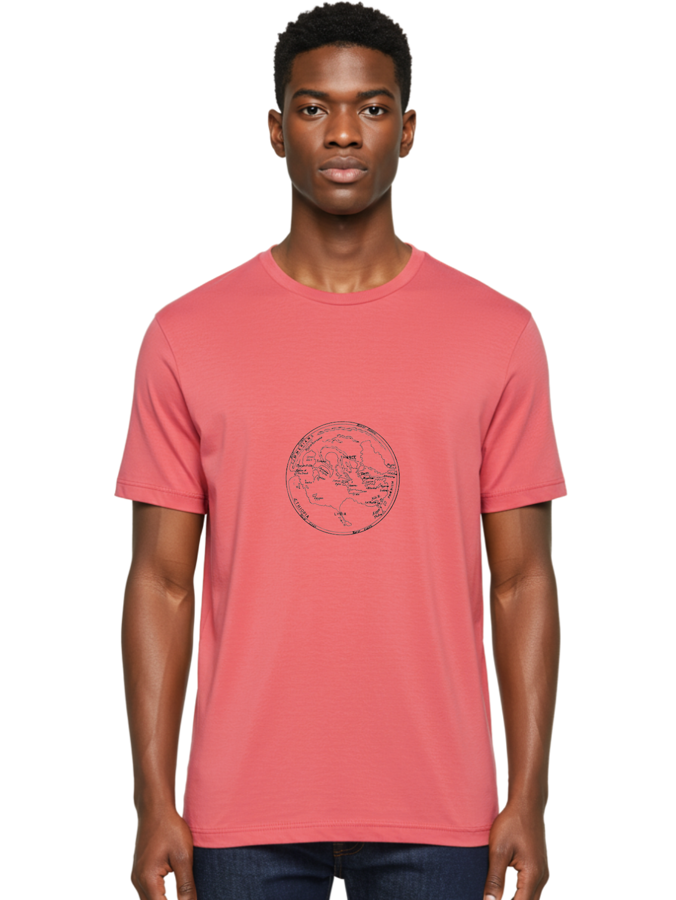 Ptolemy-World-Map Men'S Graphic Tee, 100% Cotton, Comfortable Casual Summer Wear, Machine Washable, Vintage Globe, World Map, Geographic Illustration, Antique Cartography, Historical Regions, Classical Geography, Old World Map, - Aaa557 16