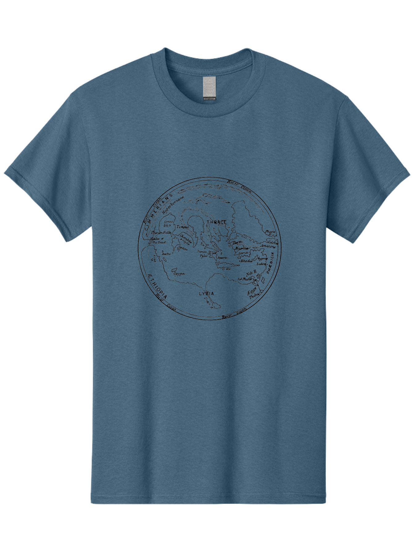 Ptolemy-World-Map Men'S Graphic Tee, 100% Cotton, Comfortable Casual Summer Wear, Machine Washable, Vintage Globe, World Map, Geographic Illustration, Antique Cartography, Historical Regions, Classical Geography, Old World Map, - Aaa557 9