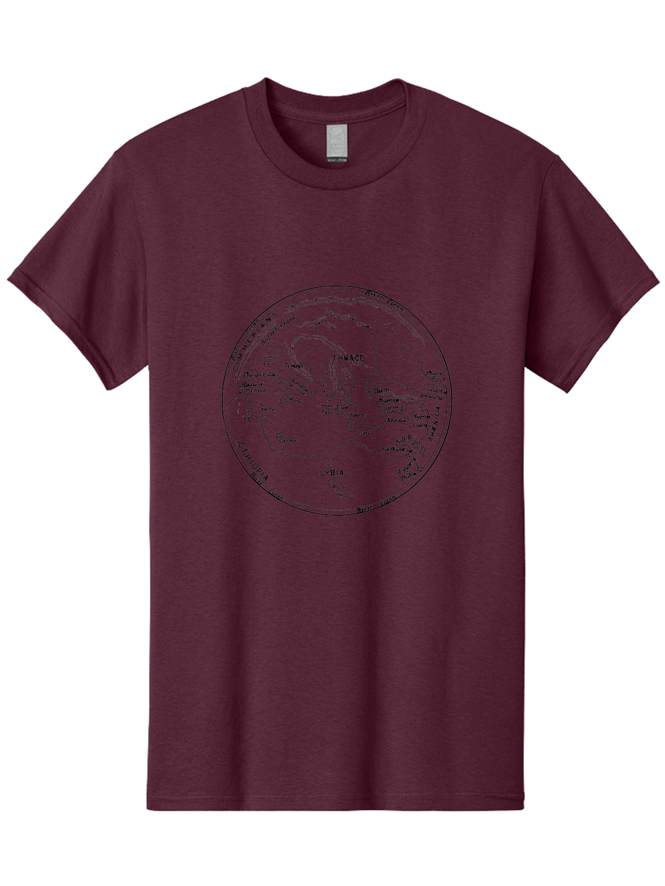 Ptolemy-World-Map Men'S Graphic Tee, 100% Cotton, Comfortable Casual Summer Wear, Machine Washable, Vintage Globe, World Map, Geographic Illustration, Antique Cartography, Historical Regions, Classical Geography, Old World Map, - Aaa557 7