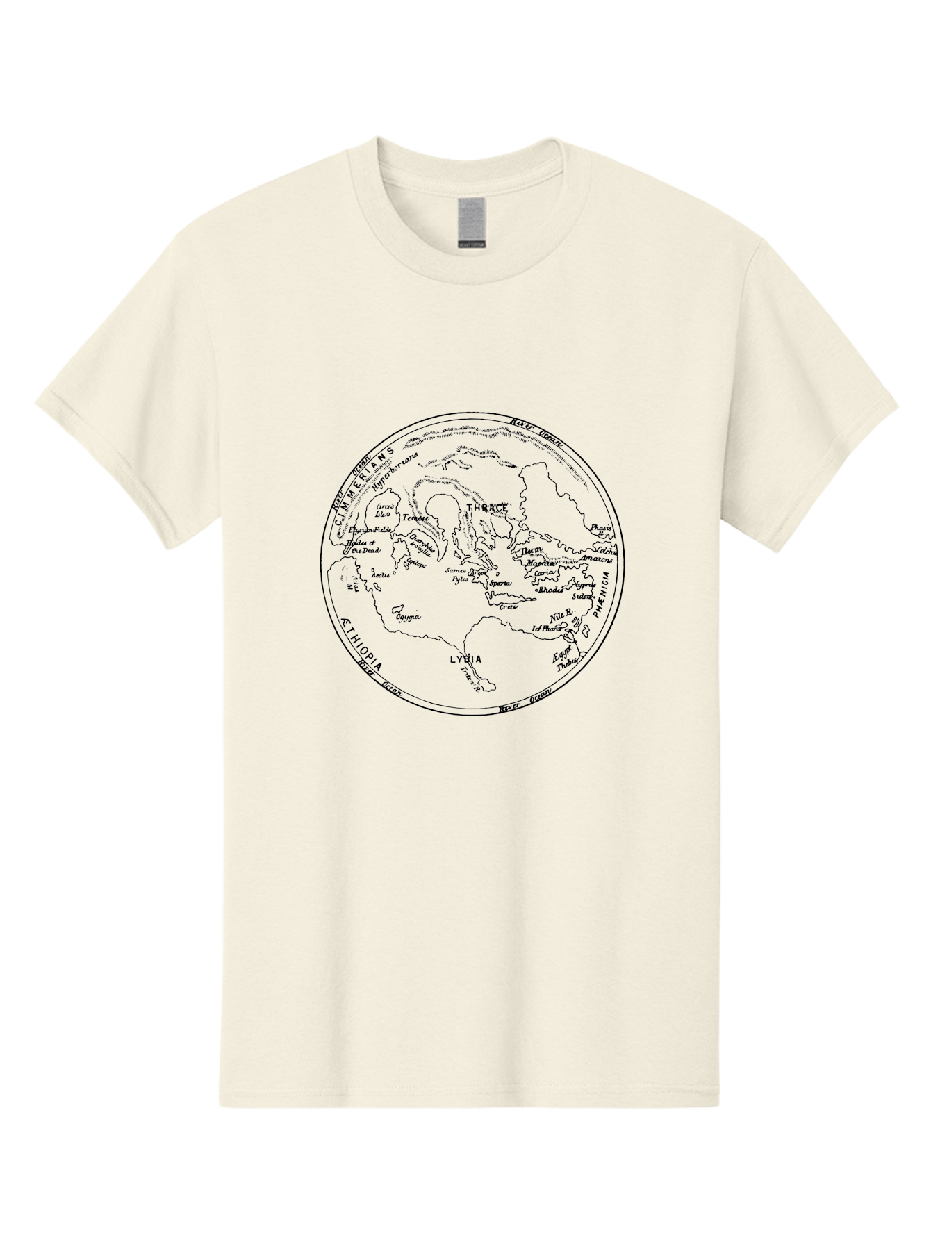 Ptolemy-World-Map Men'S Graphic Tee, 100% Cotton, Comfortable Casual Summer Wear, Machine Washable, Vintage Globe, World Map, Geographic Illustration, Antique Cartography, Historical Regions, Classical Geography, Old World Map, - Aaa557 23