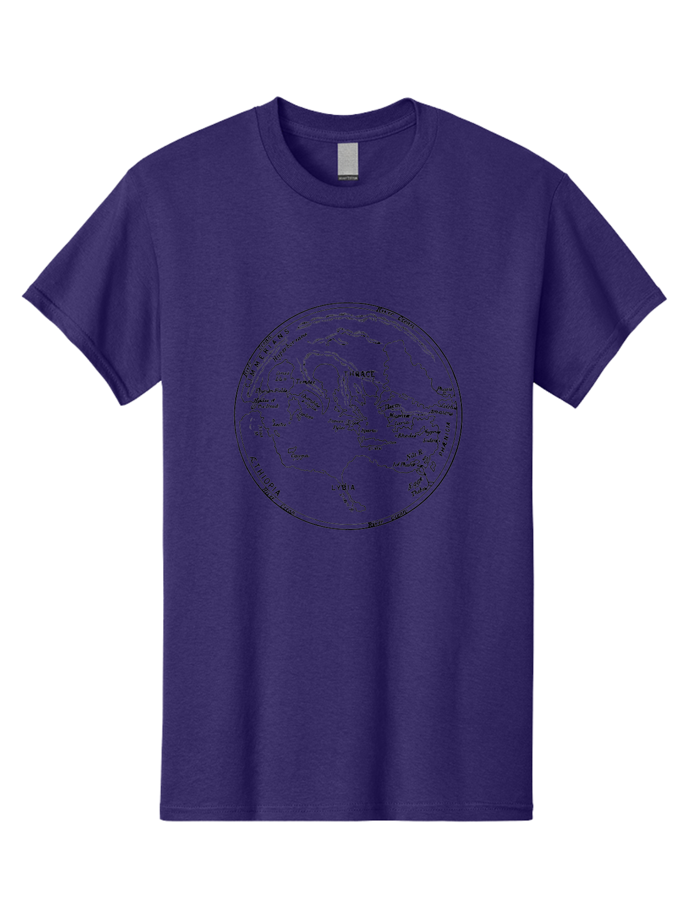 Ptolemy-World-Map Men'S Graphic Tee, 100% Cotton, Comfortable Casual Summer Wear, Machine Washable, Vintage Globe, World Map, Geographic Illustration, Antique Cartography, Historical Regions, Classical Geography, Old World Map, - Aaa557 17