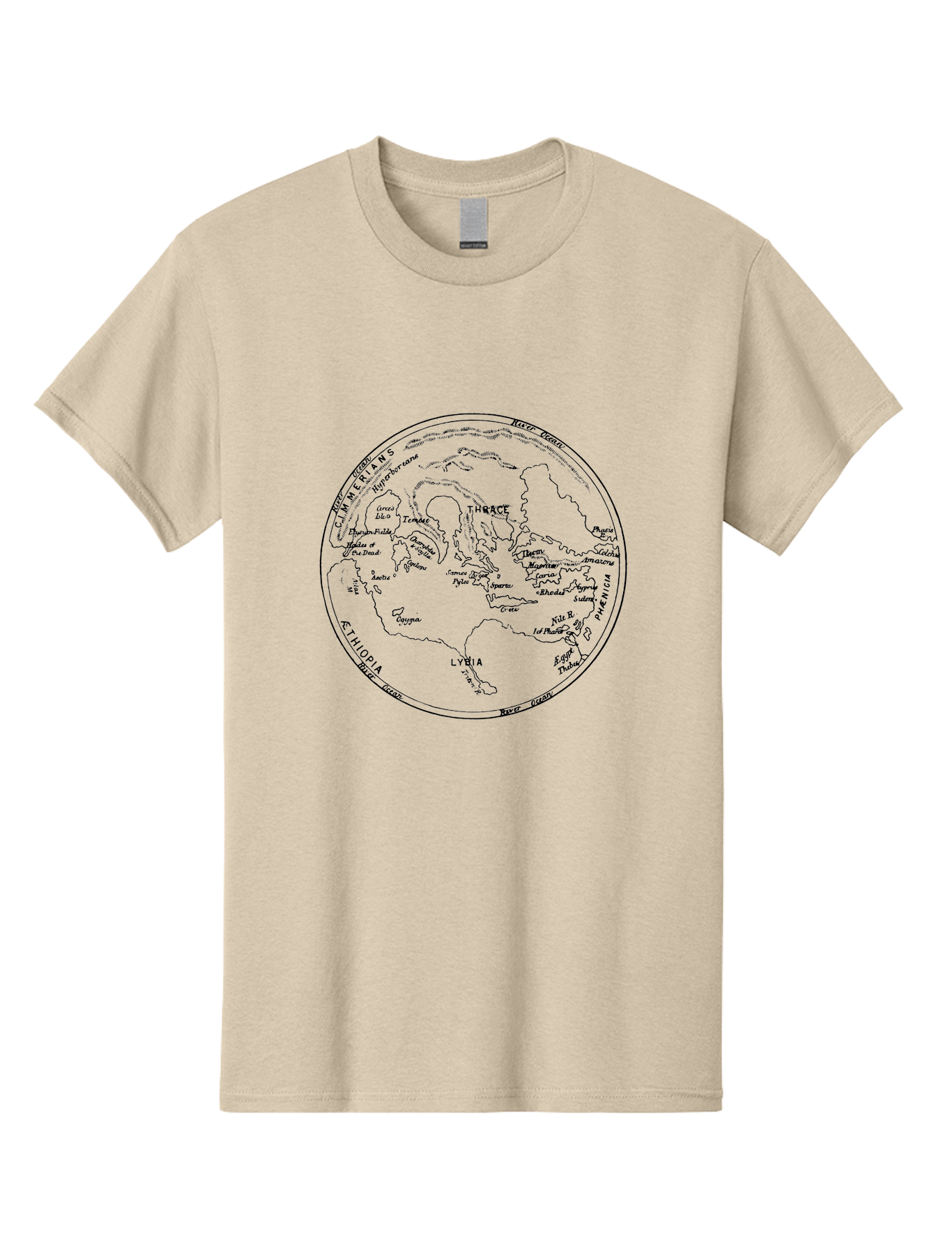Ptolemy-World-Map Men'S Graphic Tee, 100% Cotton, Comfortable Casual Summer Wear, Machine Washable, Vintage Globe, World Map, Geographic Illustration, Antique Cartography, Historical Regions, Classical Geography, Old World Map, - Aaa557 13