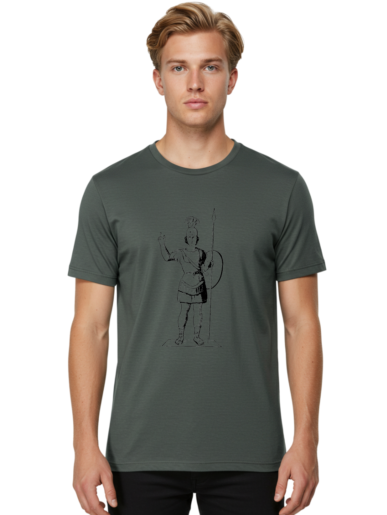 Roman-Soldier Men'S Graphic Tee, 100% Cotton, Comfortable Casual Summer Wear, Machine Washable, Roman Warrior, Ancient Armor, Spear And Shield, Classical Illustration, Historical Figure, Vintage Art, Ancient Rome, Soldier Statue - Aaa558 20