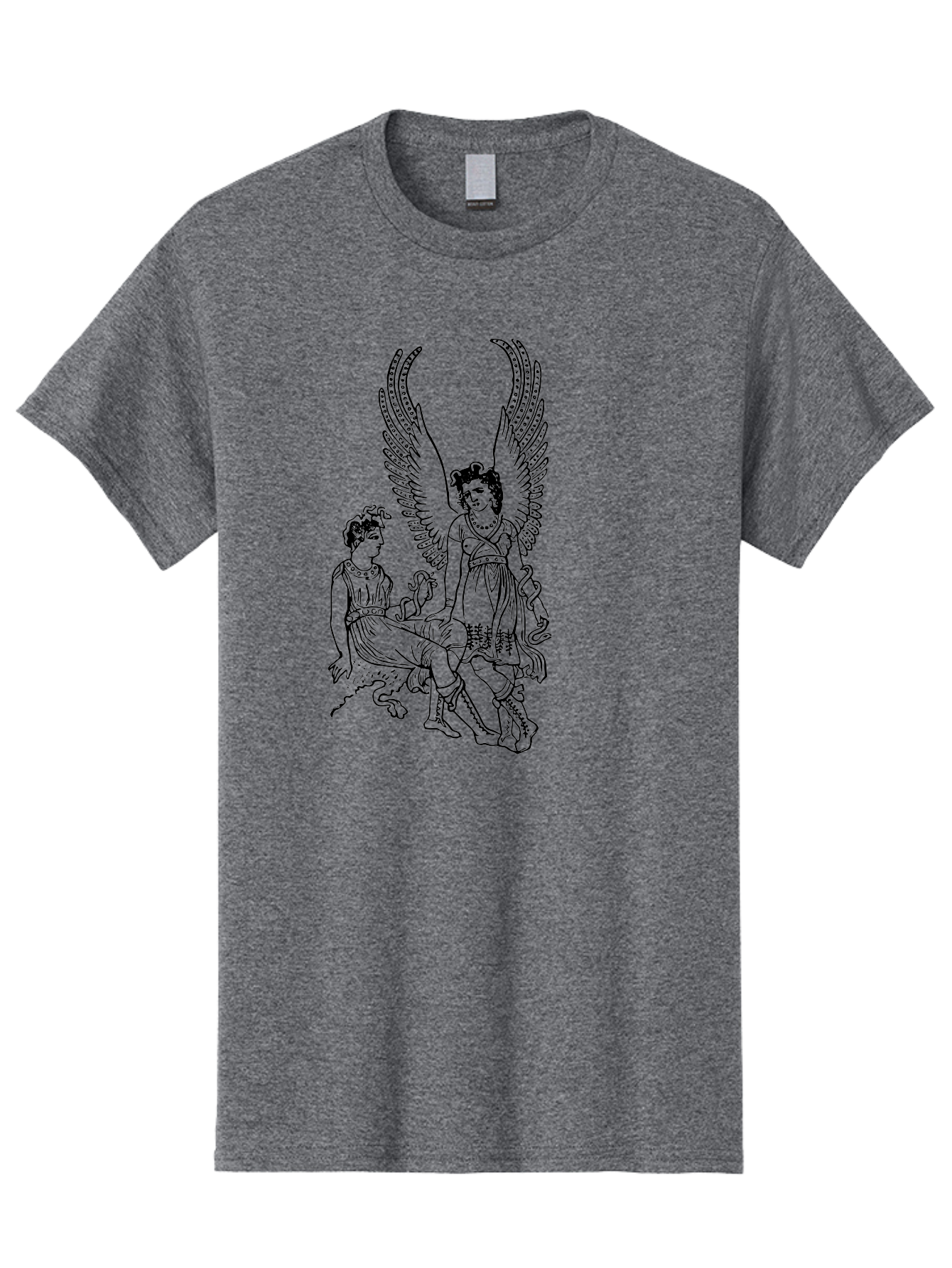 Victory-And-Man Men'S Graphic Tee, 100% Cotton, Comfortable Casual Summer Wear, Machine Washable, Angel With Wings, Woman Sitting, Flowing Robes, Ancient Mythology, Mysterious Scene, Spiritual Being, Divine Presence, Symbolic Art - Aaa570 9