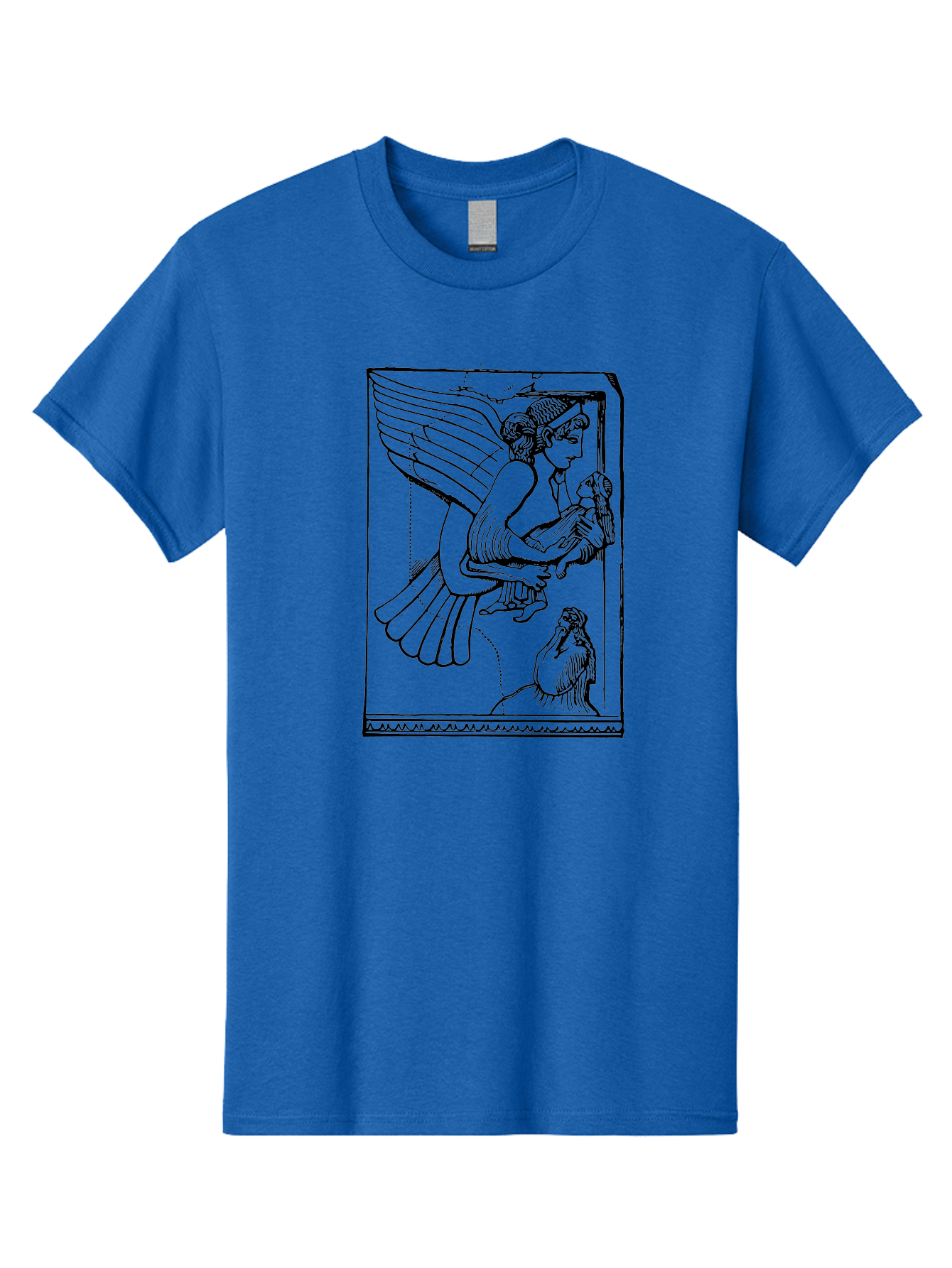 Winged-Goddess-With-Bird Men'S Graphic Tee, 100% Cotton, Comfortable Casual Summer Wear, Machine Washable, Winged Goddess Offering Dove, Ancient Greek Art, Mythological Figure, Dove Symbolism, Angelic Being, Classical Mythology, - Aaa571 7