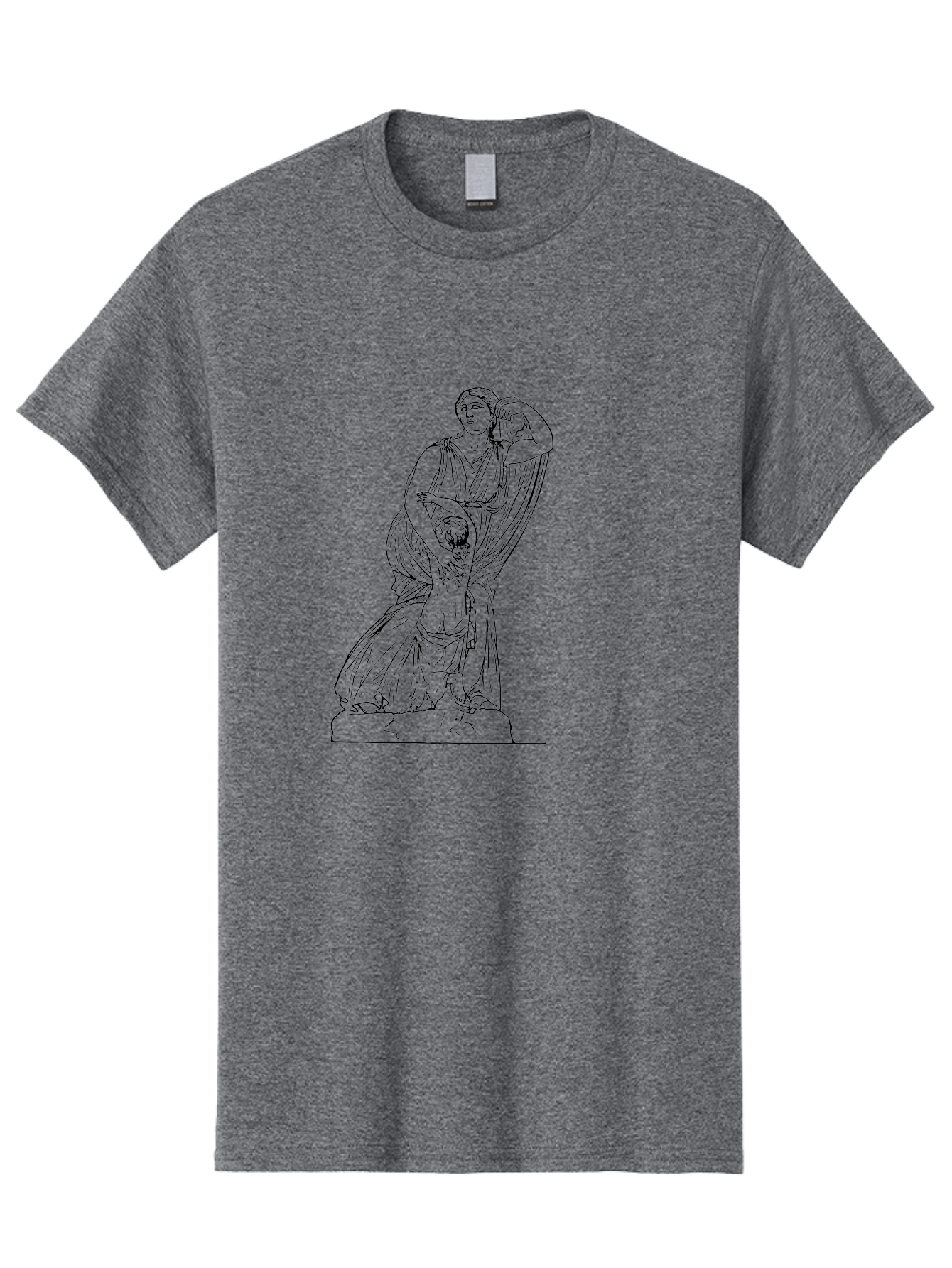 Woman-And-Child-Statue Men'S Graphic Tee, 100% Cotton, Comfortable Casual Summer Wear, Machine Washable, Statue Of A Woman, Classical Art, Greek Or Roman Sculpture, Mother And Child, Flowing Robes, Serene Expression, Iconic Artwork, - Aaa572 11