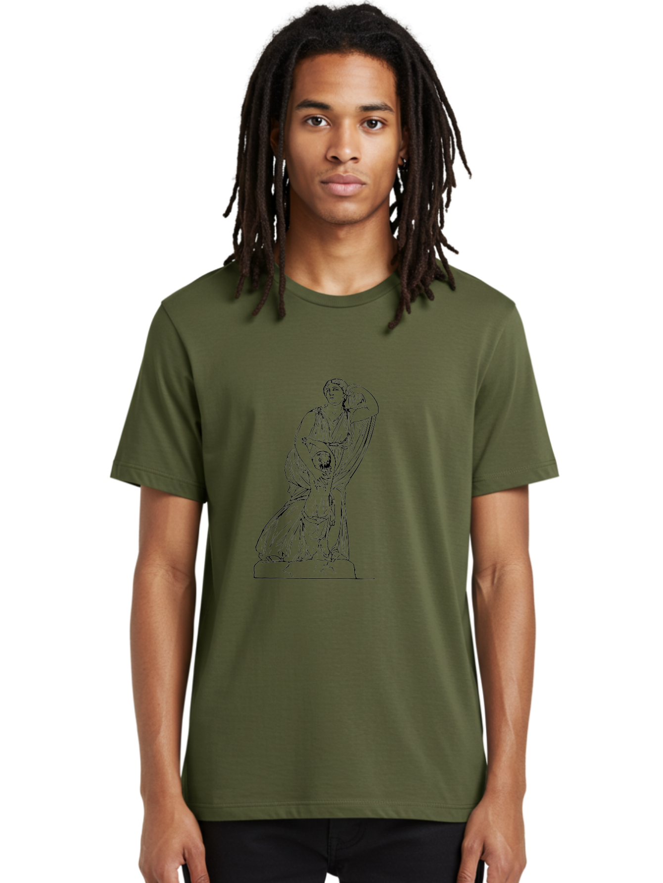 Woman-And-Child-Statue Men'S Graphic Tee, 100% Cotton, Comfortable Casual Summer Wear, Machine Washable, Statue Of A Woman, Classical Art, Greek Or Roman Sculpture, Mother And Child, Flowing Robes, Serene Expression, Iconic Artwork, - Aaa572 30