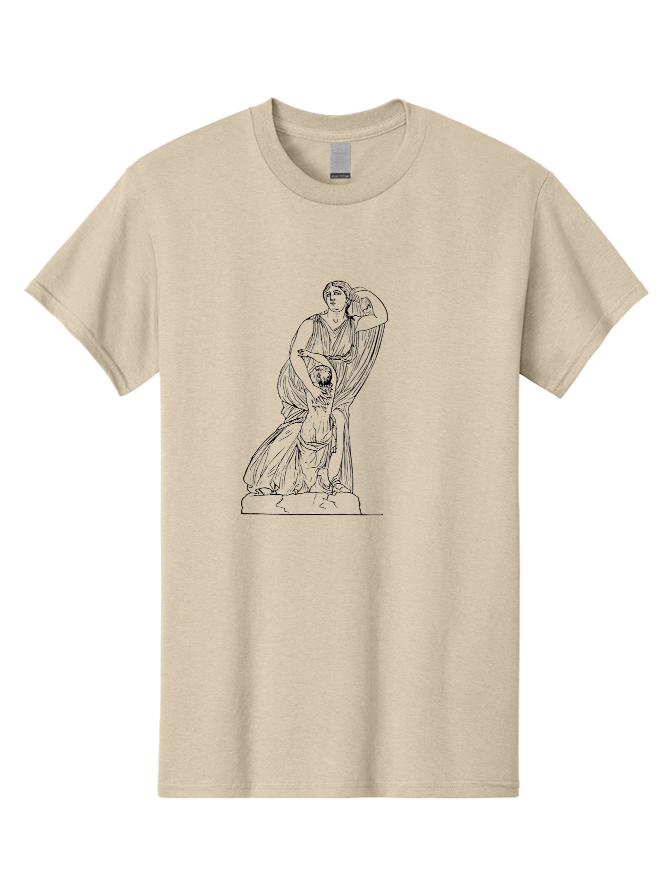 Woman-And-Child-Statue Men'S Graphic Tee, 100% Cotton, Comfortable Casual Summer Wear, Machine Washable, Statue Of A Woman, Classical Art, Greek Or Roman Sculpture, Mother And Child, Flowing Robes, Serene Expression, Iconic Artwork, - Aaa572 9