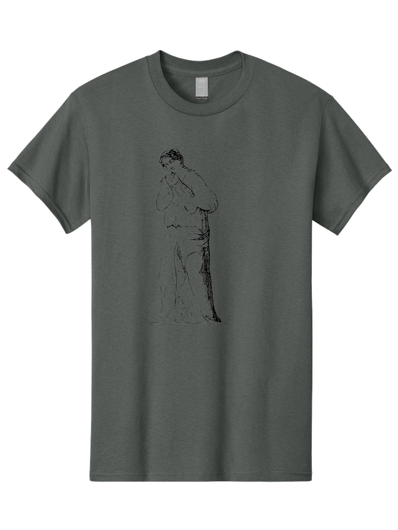 Woman-Playing-Lyre Men'S Graphic Tee, 100% Cotton, Comfortable Casual Summer Wear, Machine Washable, Classical Illustration, Ancient Greek Music, Female Musician, Lyre Player, Artistic Expression, Cultural Heritage, Historical Art, - Aaa574 25